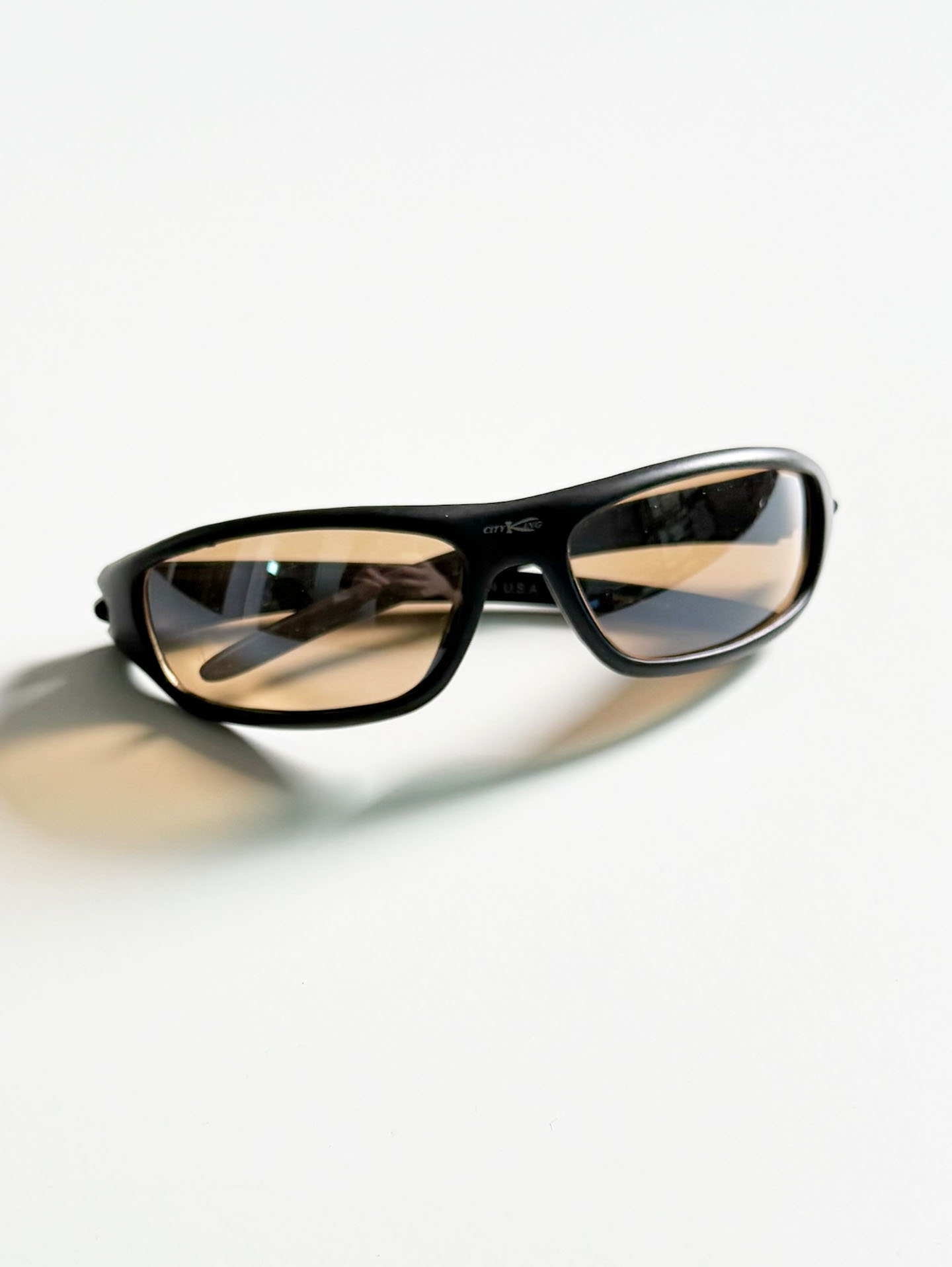 90's CITY KING Matte Black Wraparound Tint Sunglasses