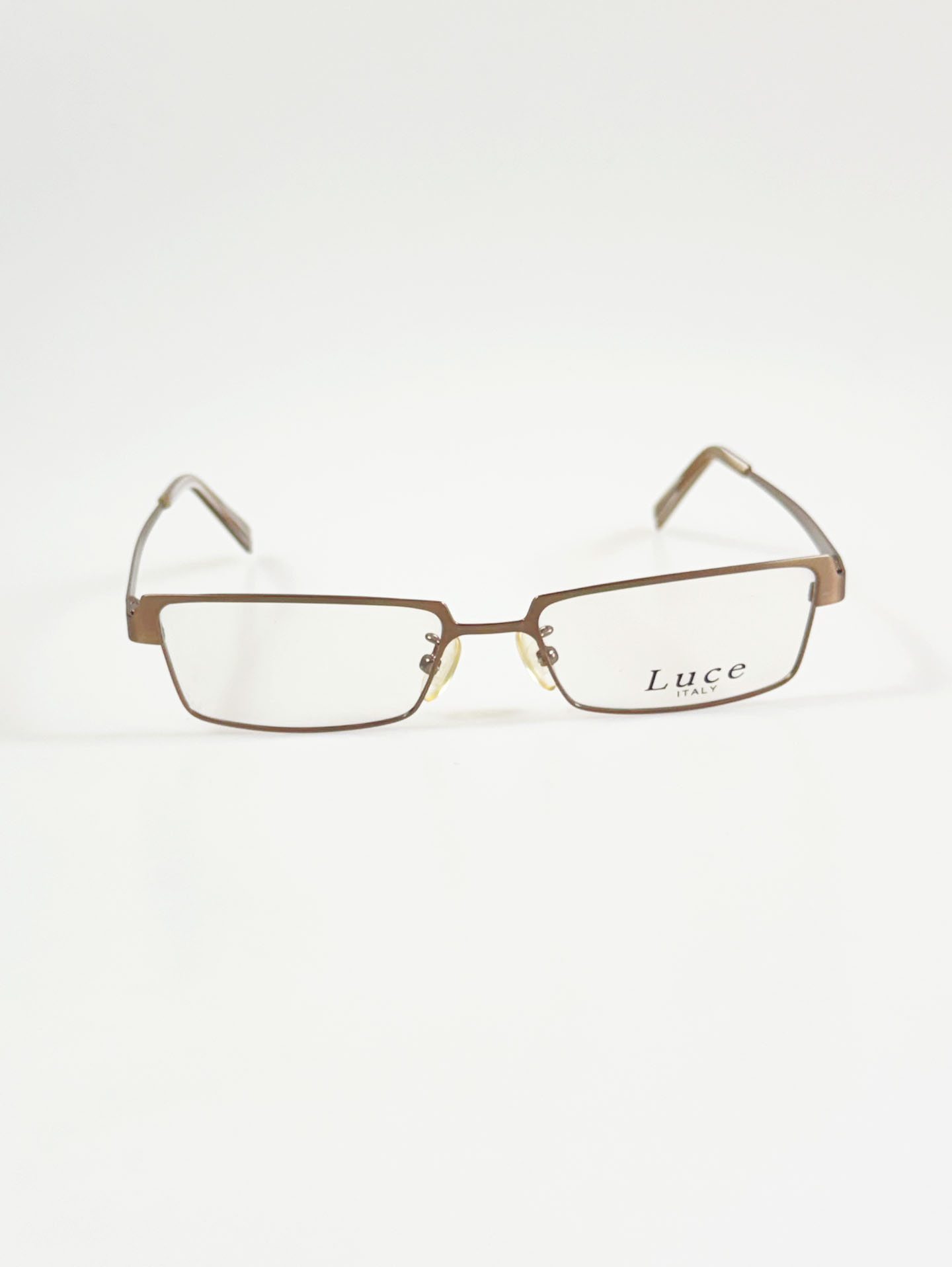 LUCE ITALY Brown Square Browline Metal Frame Glasses