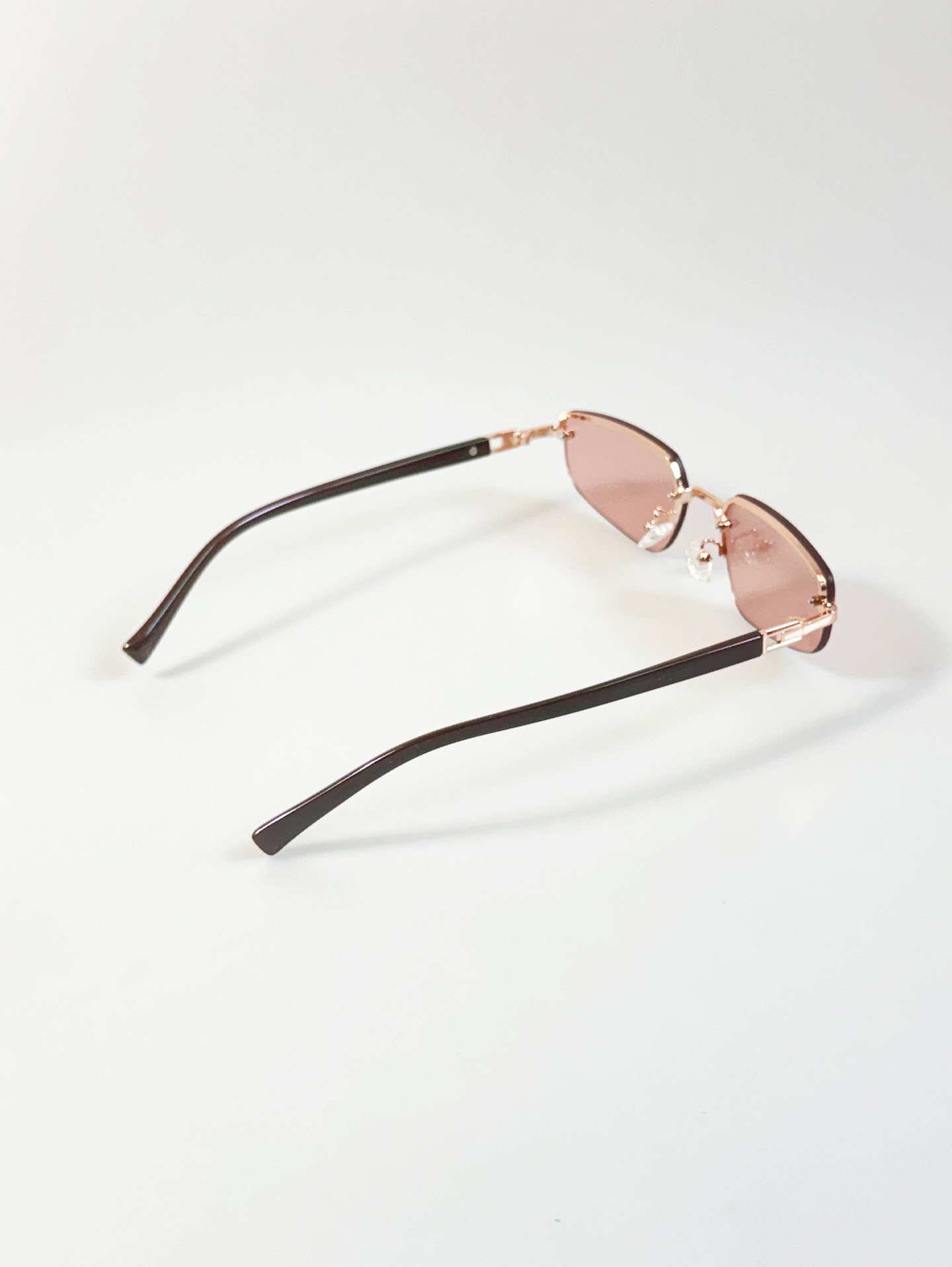Rimless Square Metal Frame Tint Sunglasses