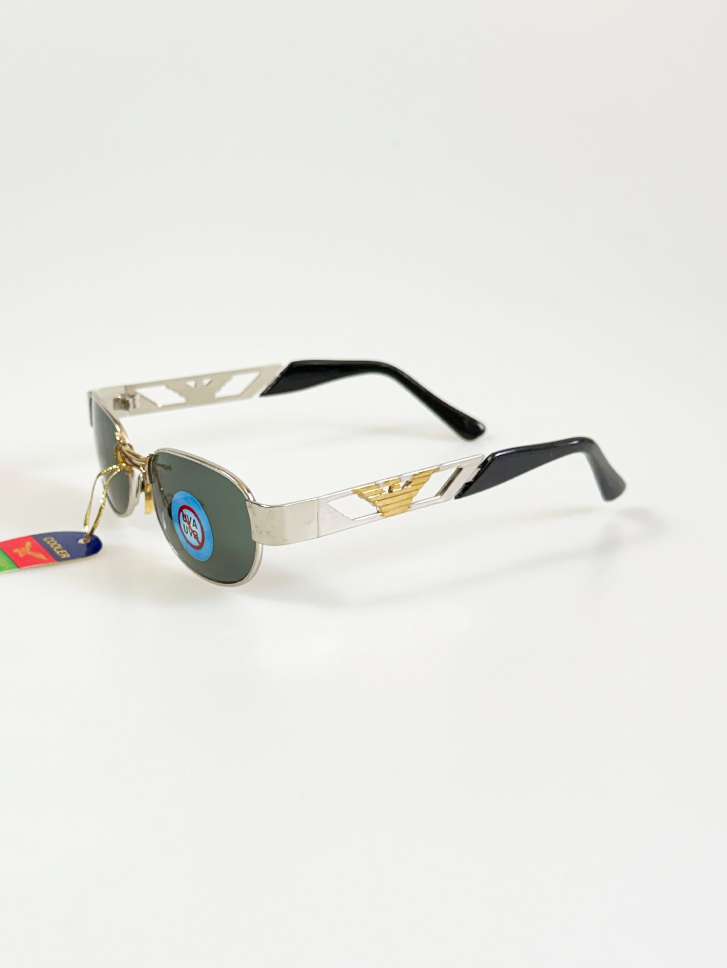 90's COOLER Silver Slim Oval Metal Sunglasses