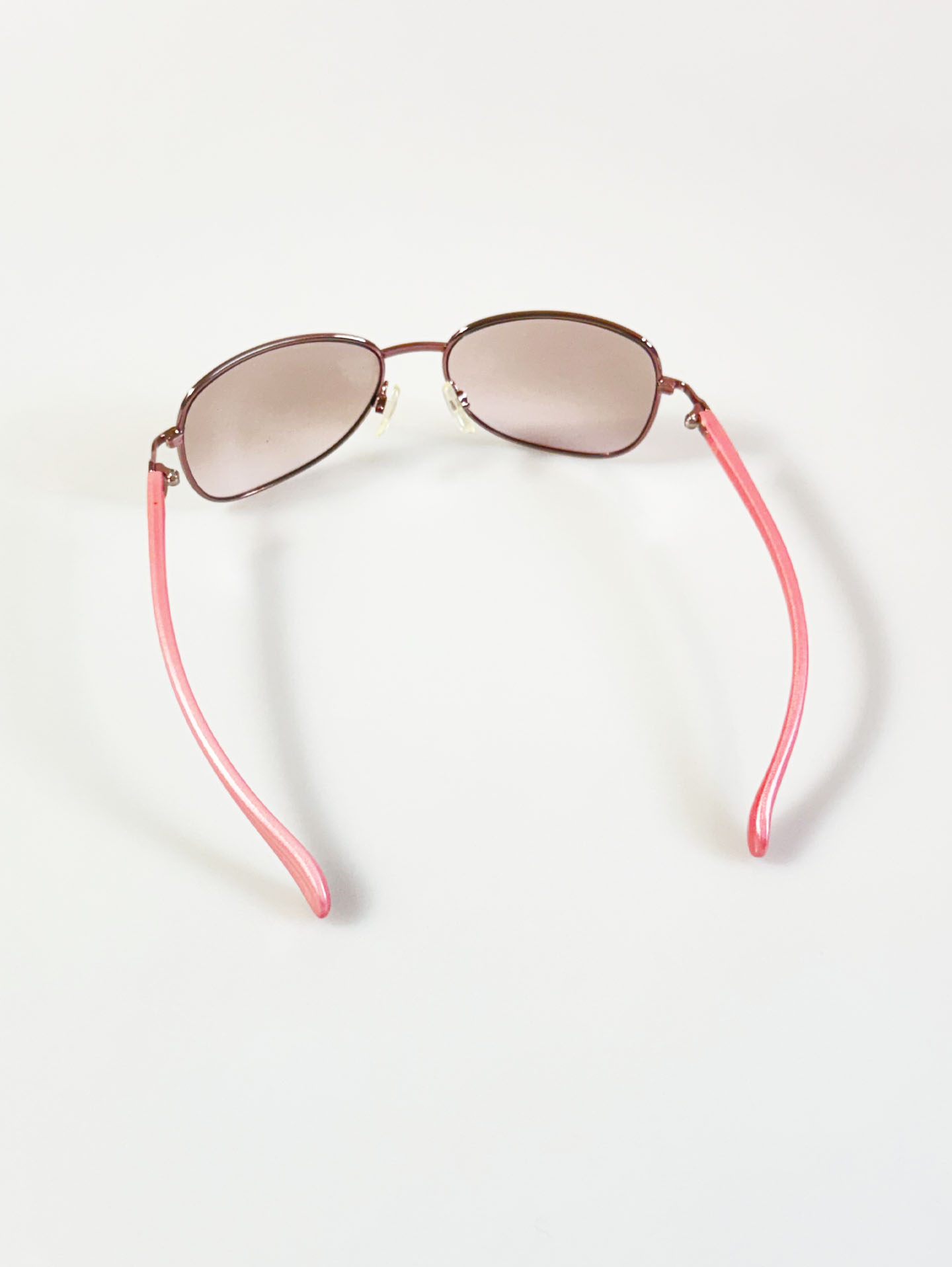 Pink Metal Slim Square Tinted Sunglasses