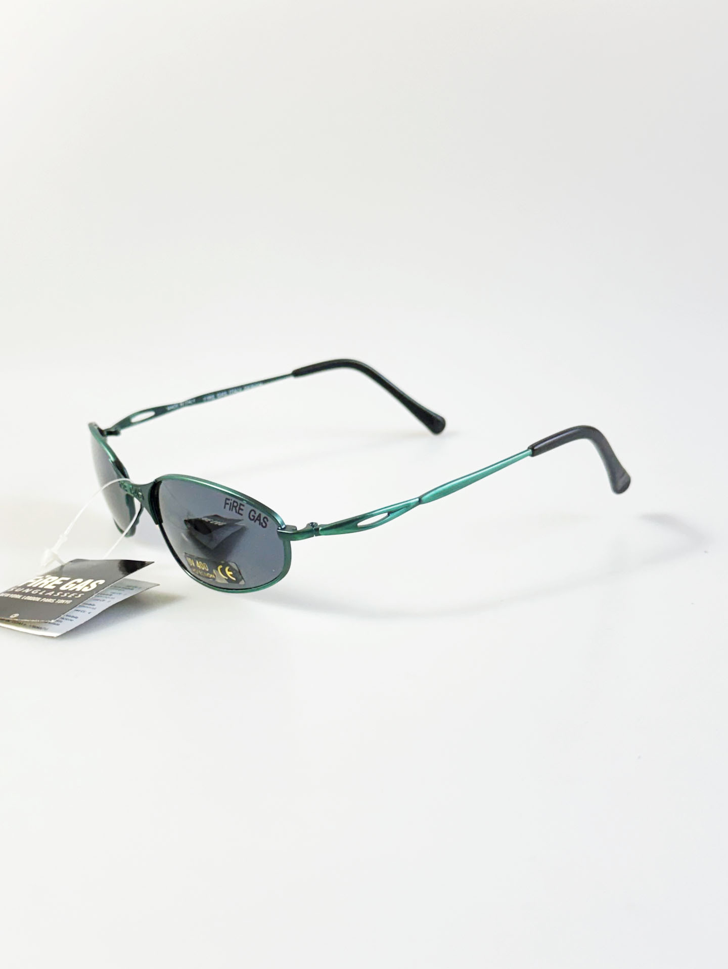 90's FIRE GAS Green Slim Oval Metal Sunglasses