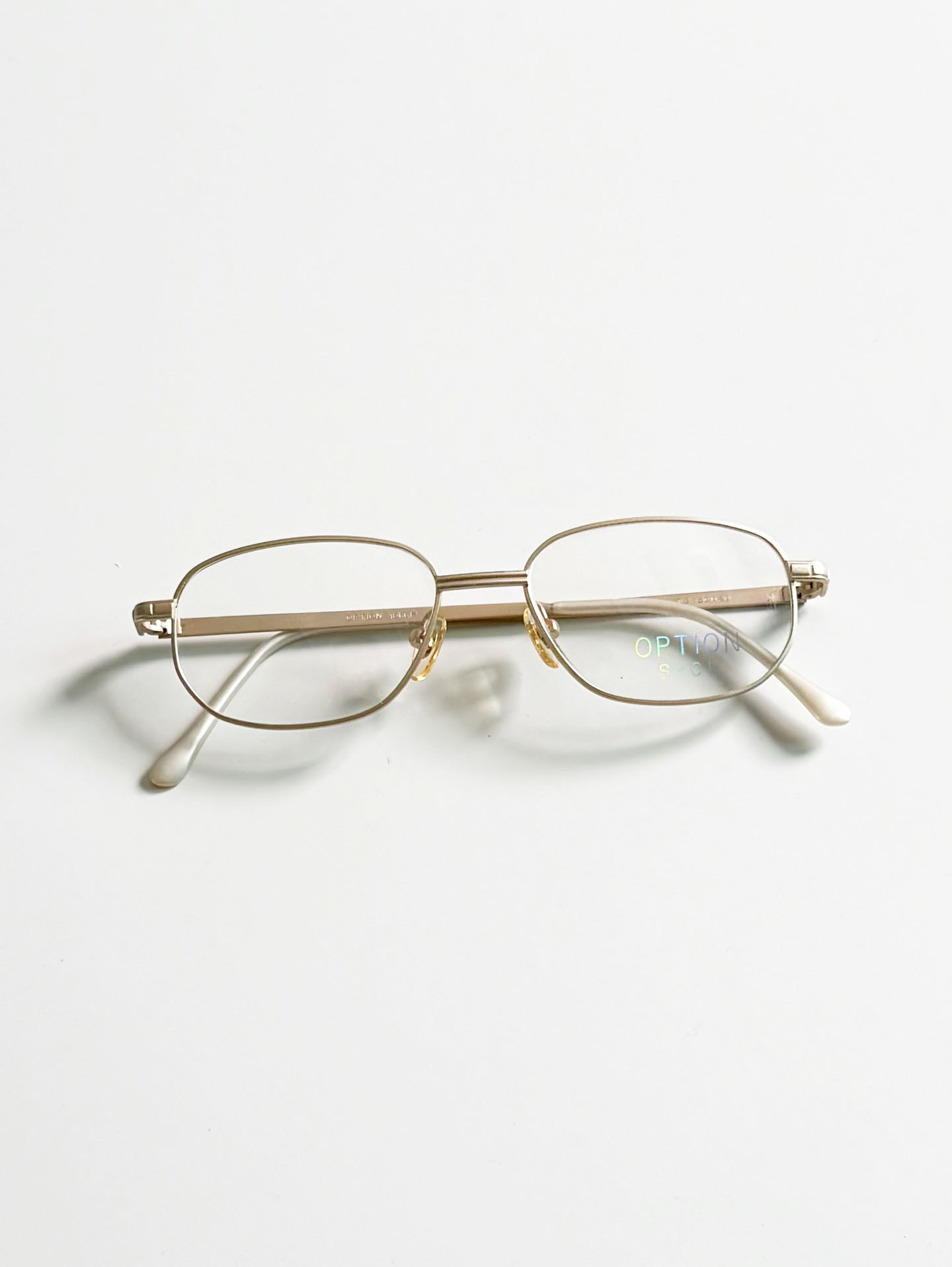 90's OPTION Gold Slim Square Metal Glasses