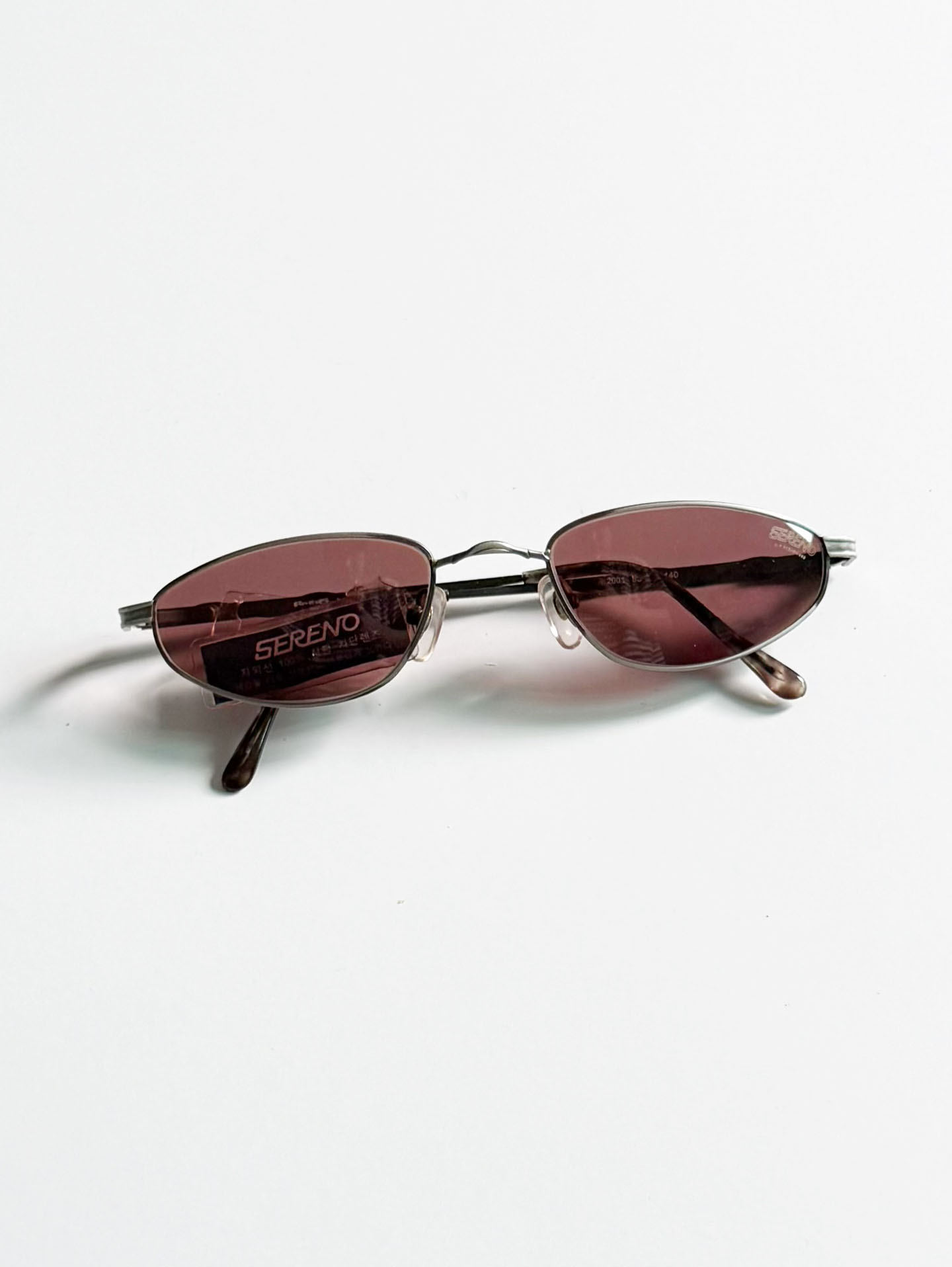 90's SERENO Silver Tone Slim Oval Metal Tint Sunglasses