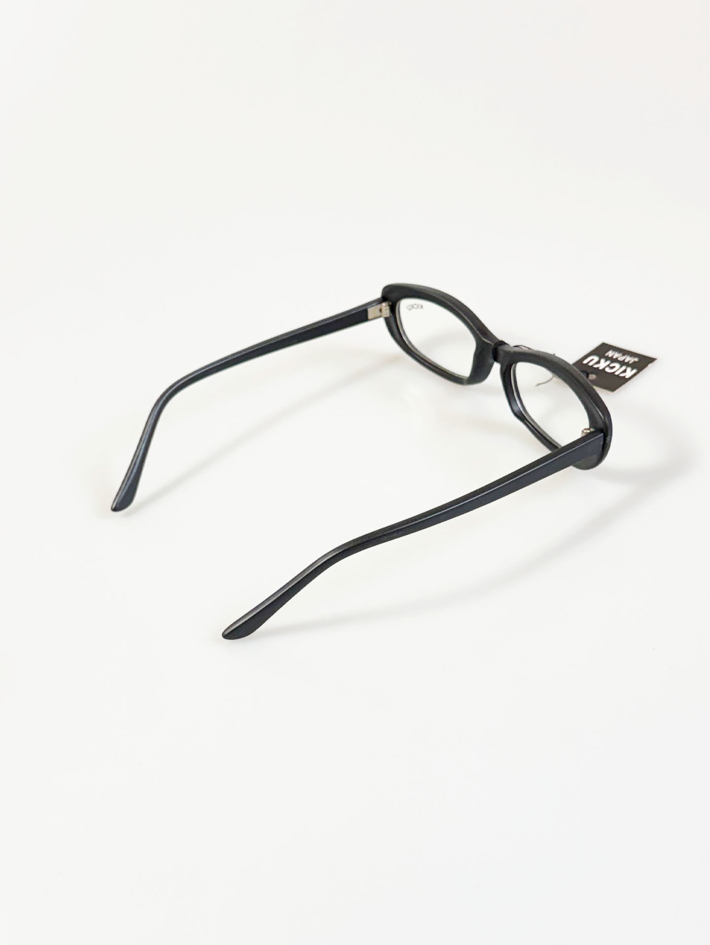 90's KICKU JAPAN Matte Black Semi Cat-Eye Square Horn-Rim Glasses