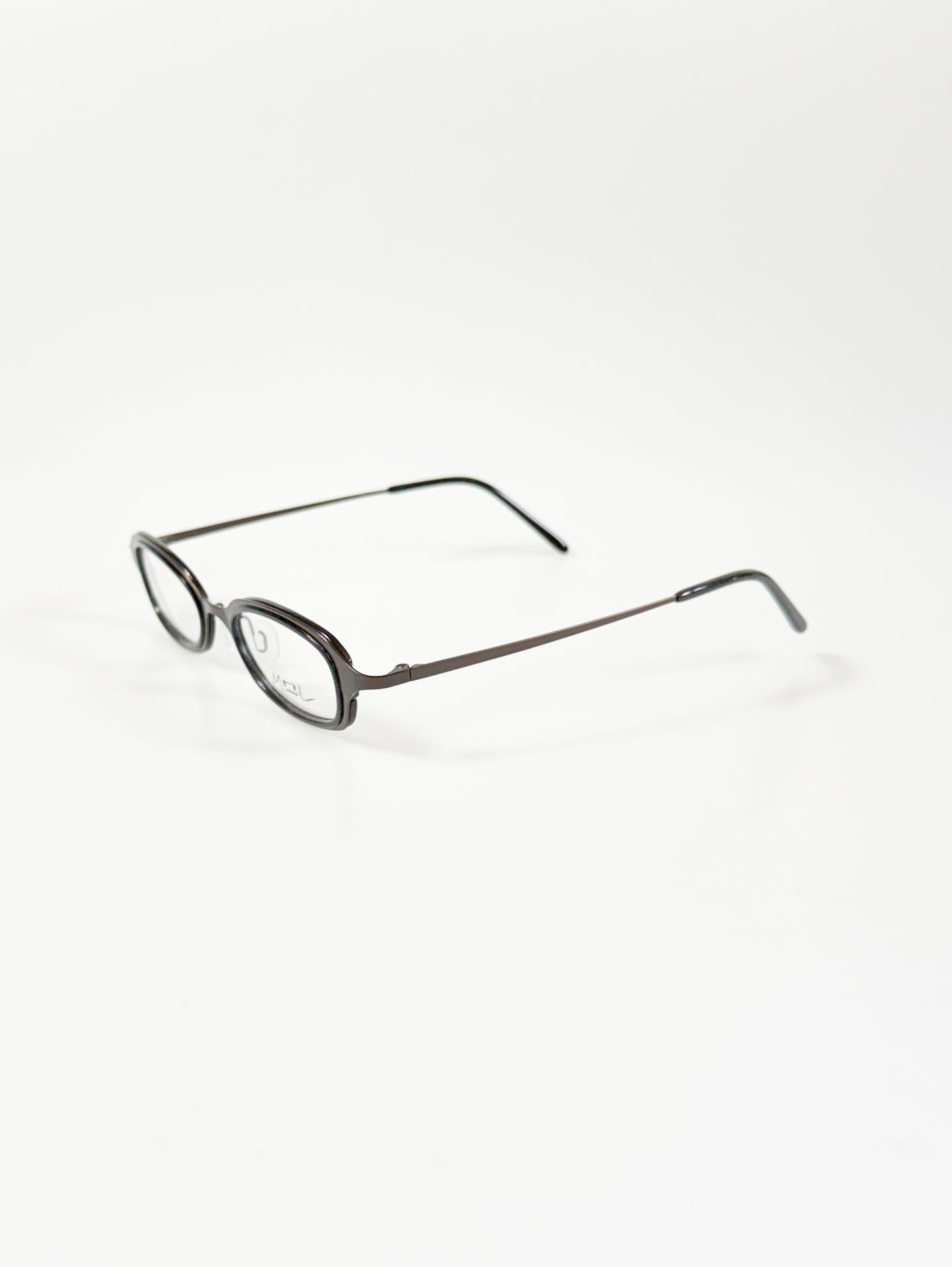 MOOL EYEWEAR Layered Dark Brown Black Oval Metal Glasses