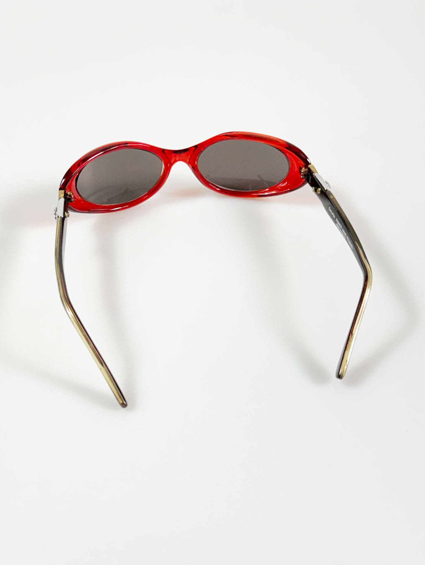 90's ONE LAST KISS Red Oval Wrap Acetate Sunglasses