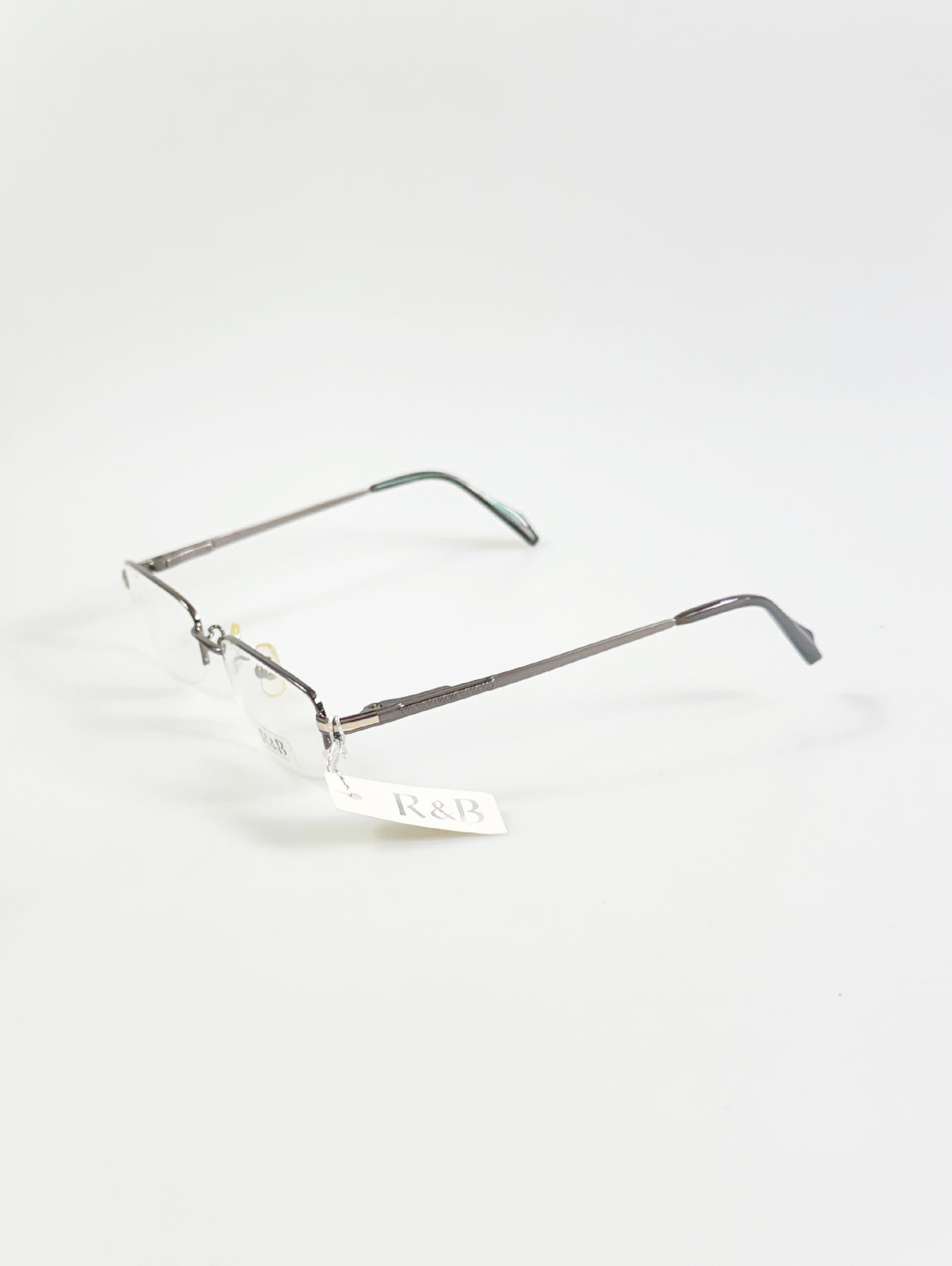 R&B EYEWEAR Semi-Rimless Gunmetal Square Glasses