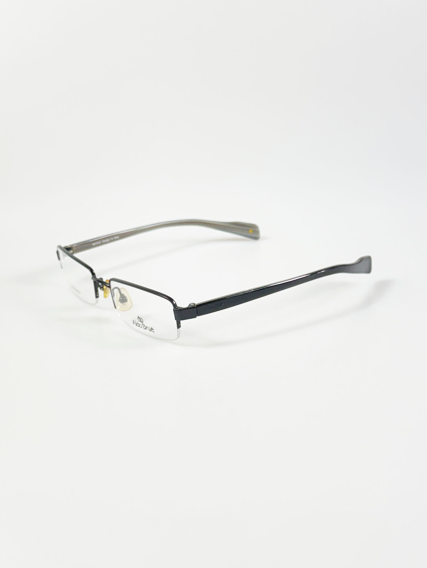 Aldo Brue Black Square Half-Rim Metal Glasses