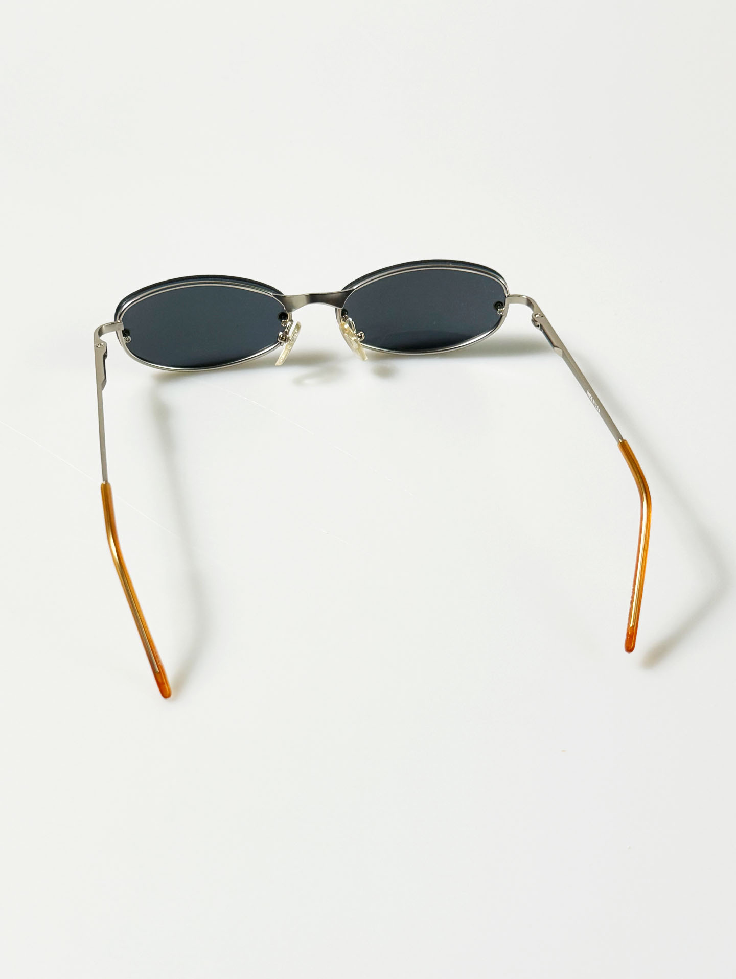 90's Silver Metal Rimless Slim Oval Sunglasses