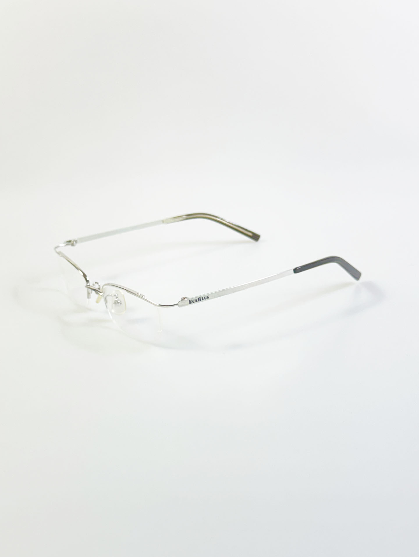 ECARLUS Silver Half-Rim Metal Square Glasses