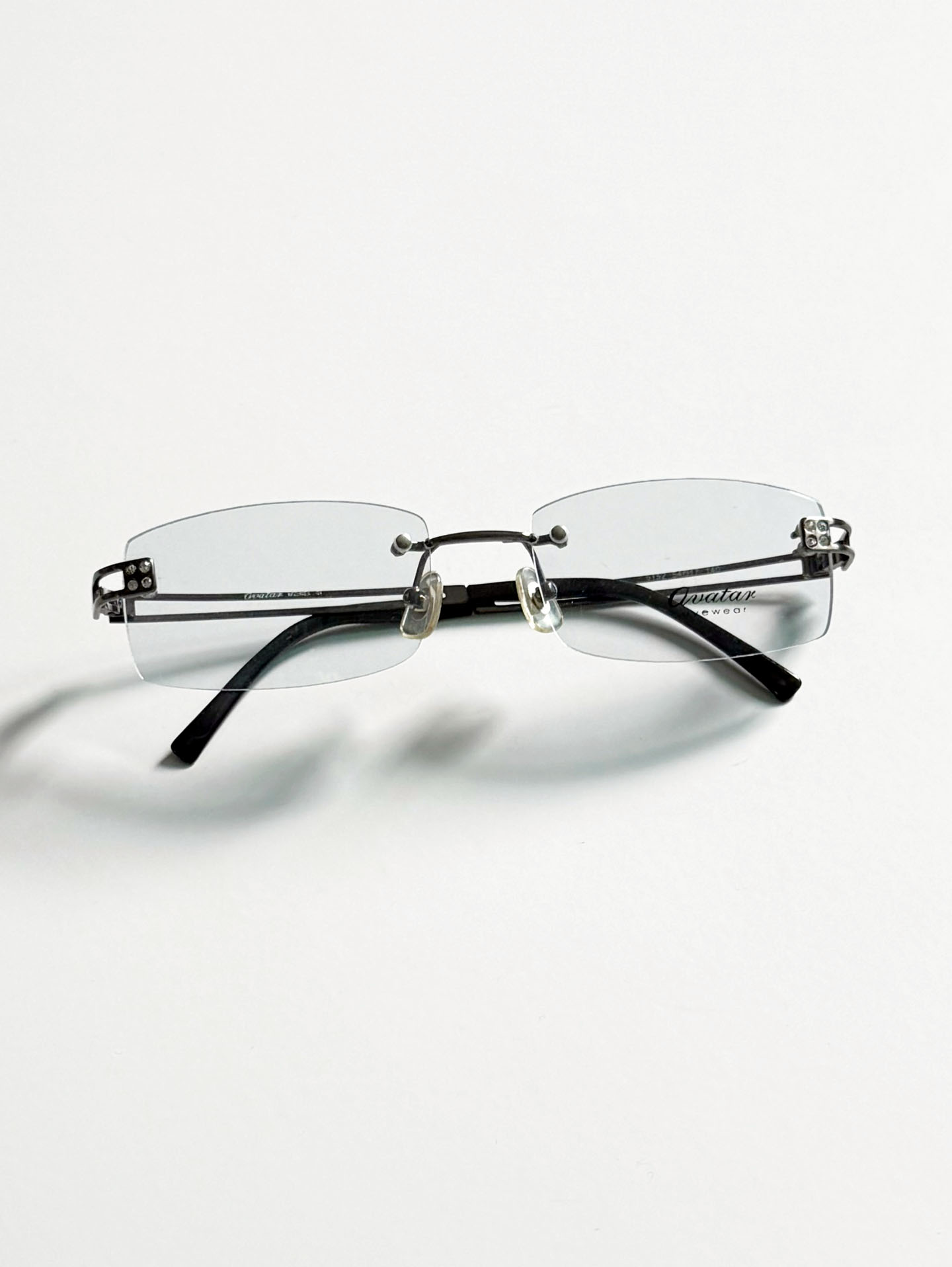 QUATAR Gunmetal Rimless Square Frame Glasses