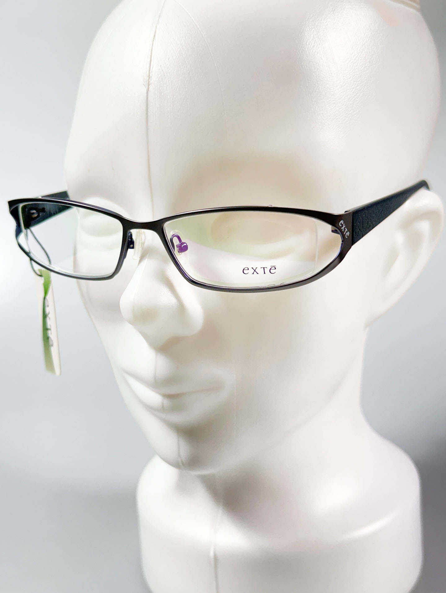 EXTE Dark Silver Slim Square Metal Frame Glasses