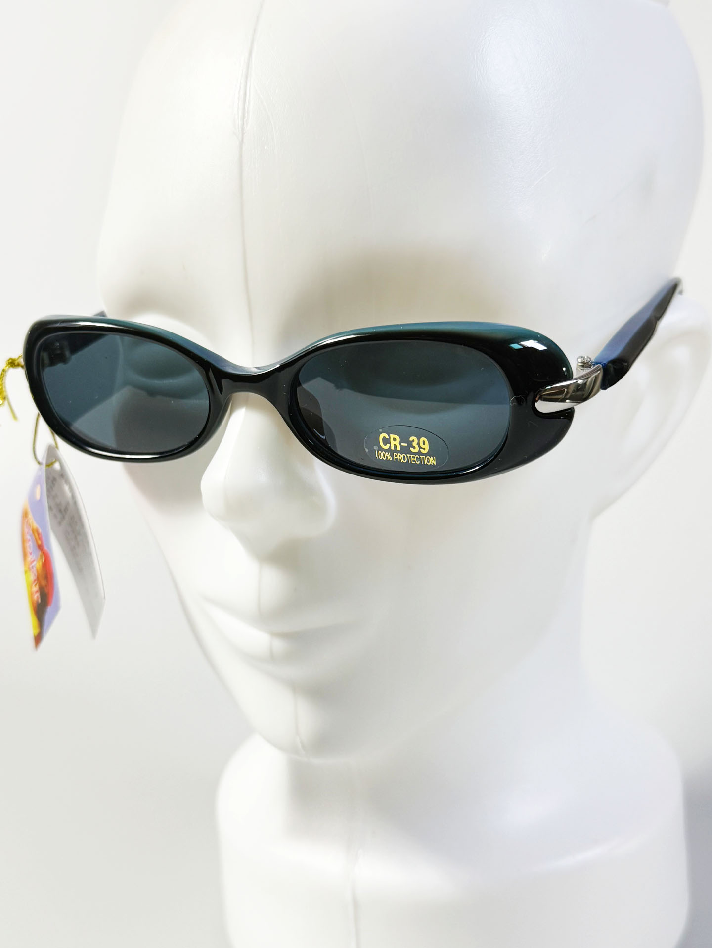 90's SOLAR Glossy Black Oval Frame Sunglasses