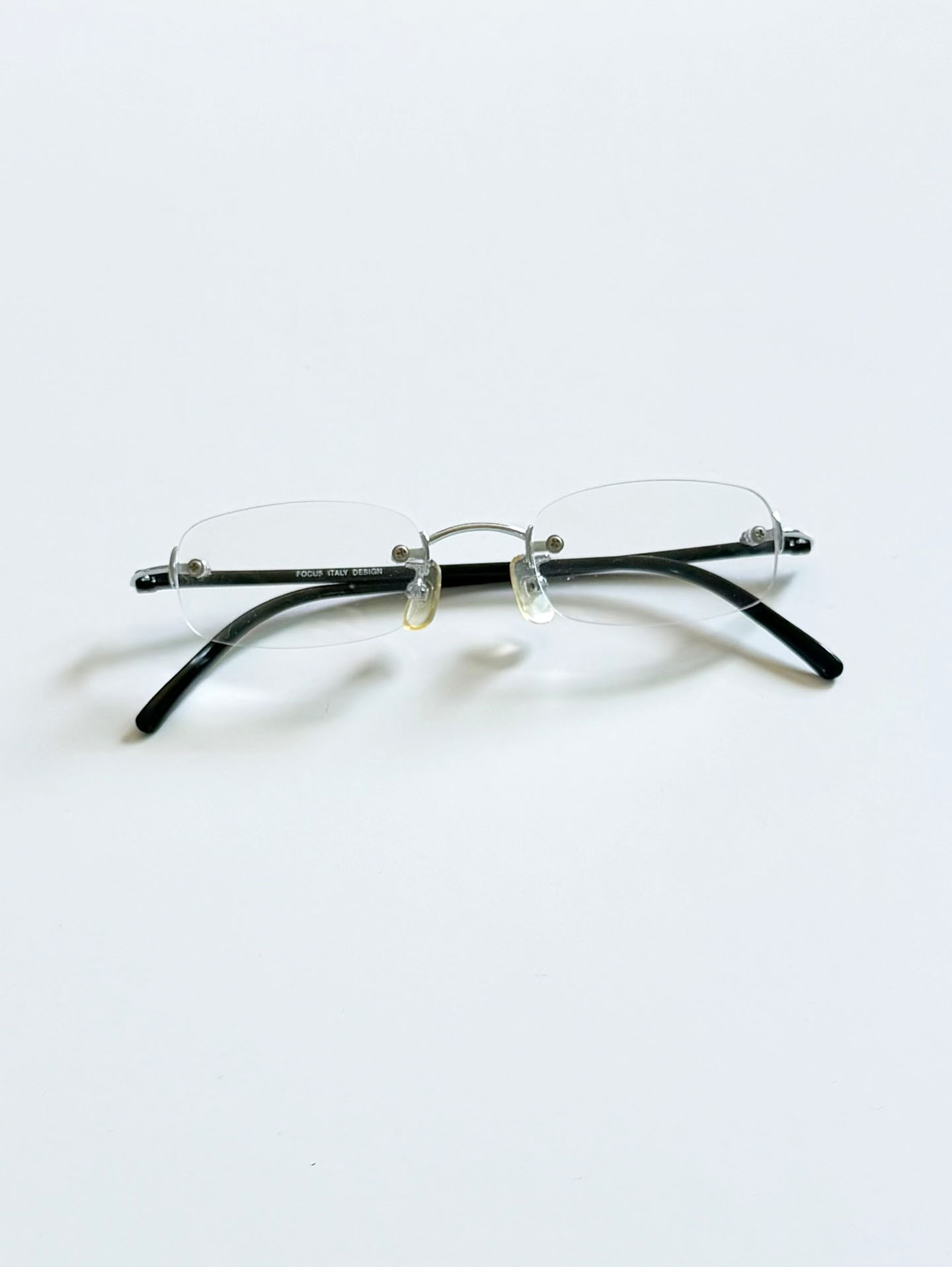 90's FOCUS Rimless Square Metal Frame Glasses