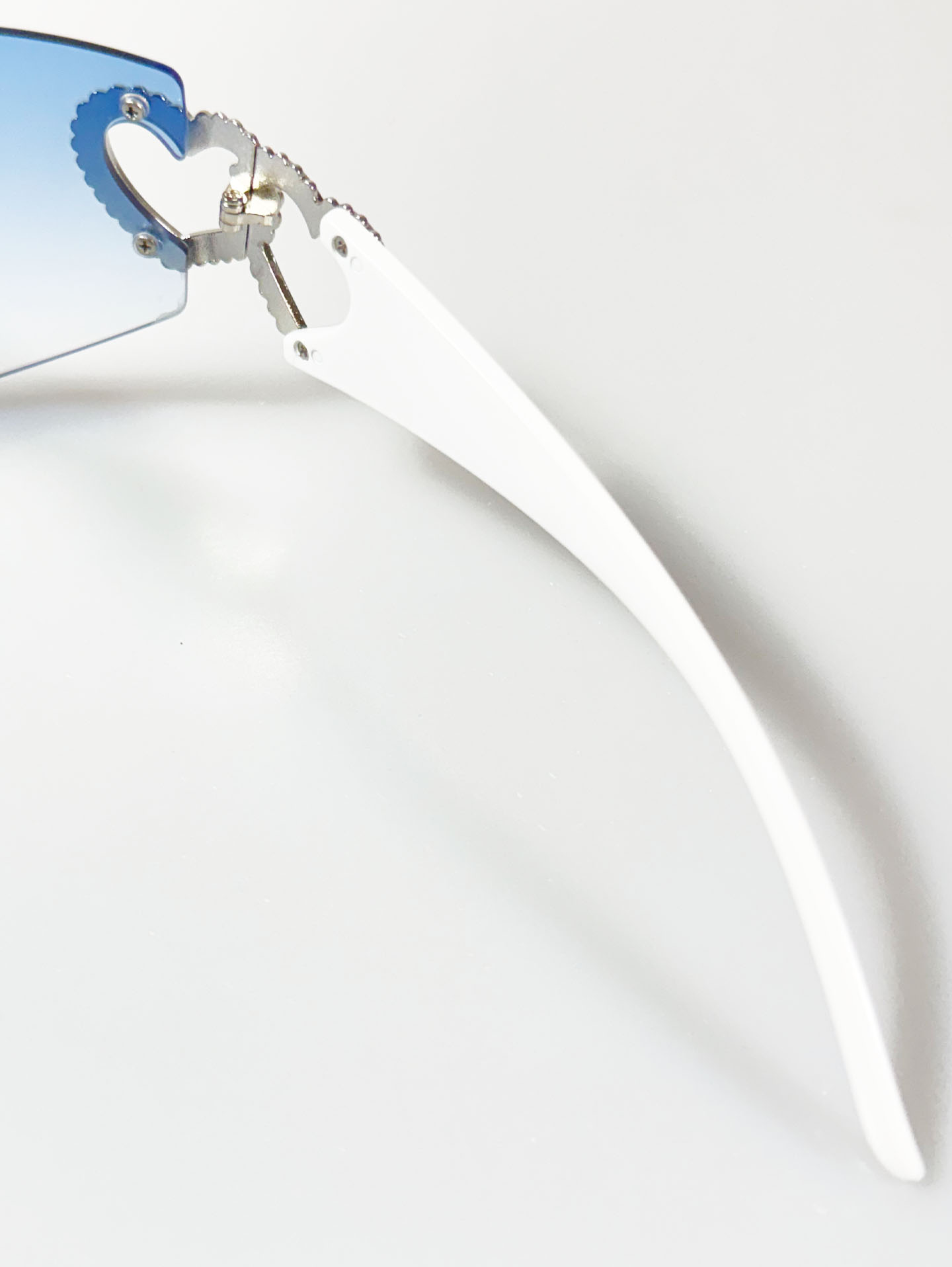 Blue Goggle Shield Rimless Wraparound Sunglasses