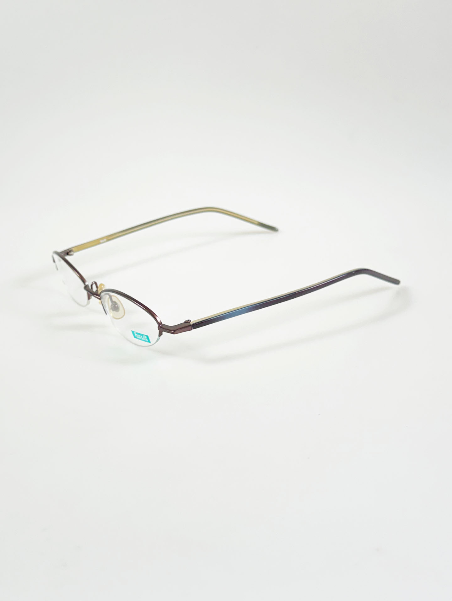 90's FUTIS Slim Oval Half-Rim Metal Glasses