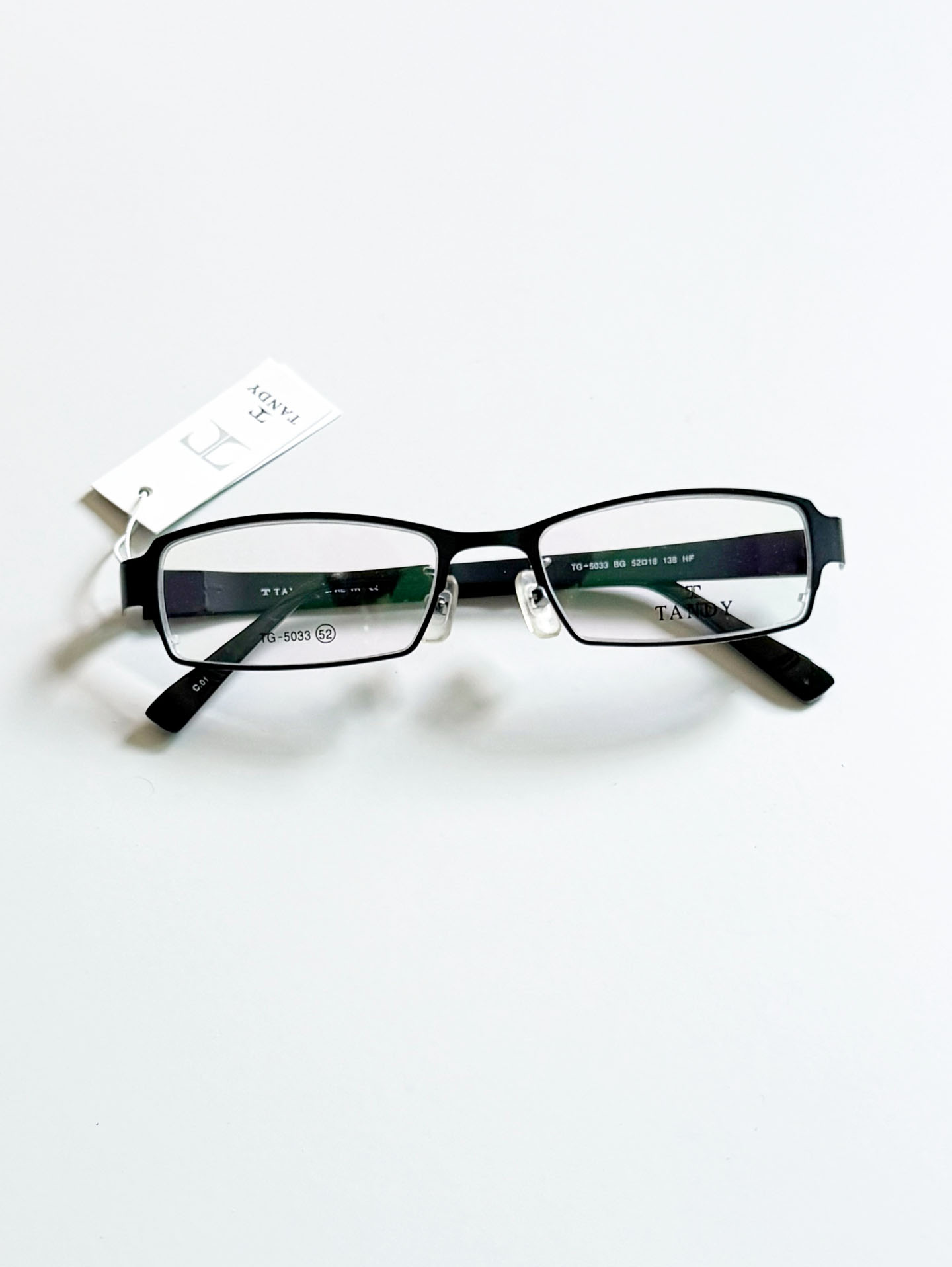 TANDY Black Metal Slim Square Frame Glasses