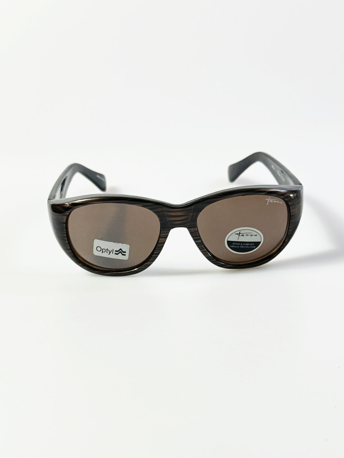 TANGO Brown Woodgrain Optyl Bold Oval Sunglasses