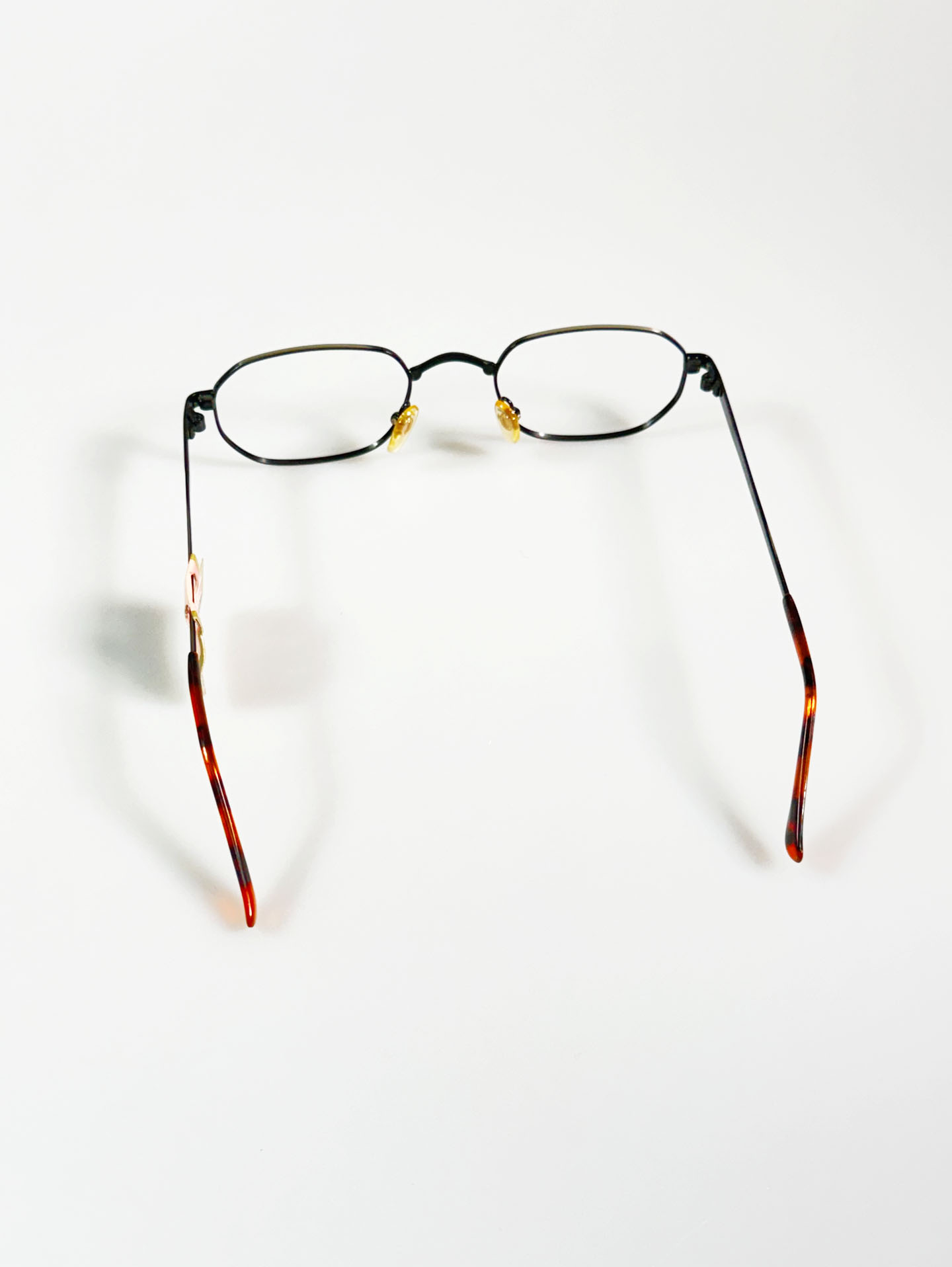 90's TORTOISE Gunmetal Slim Square Frame Glasses