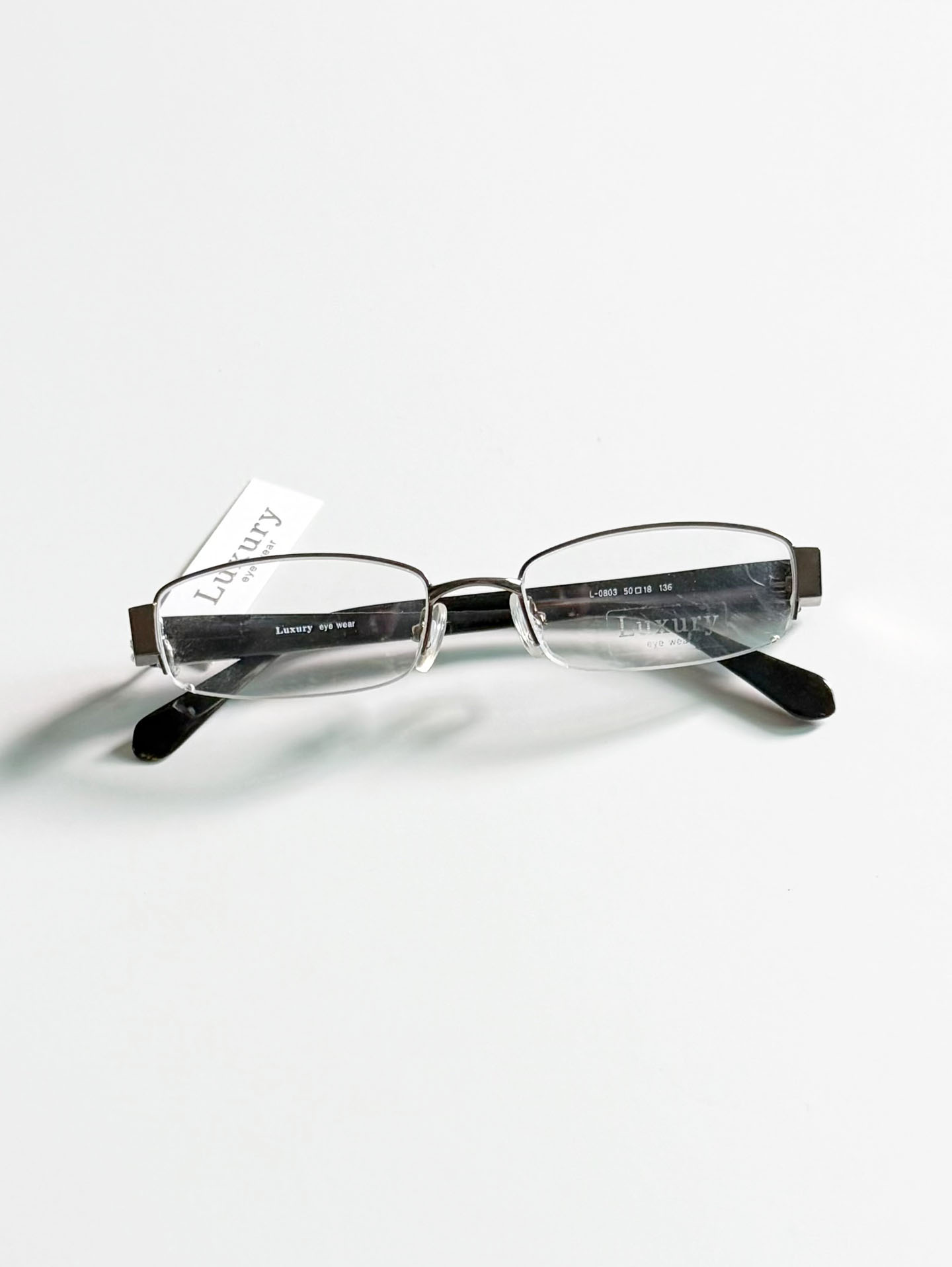 Luxury Eyewear Bronze Half-Rim Square Metal Glasses