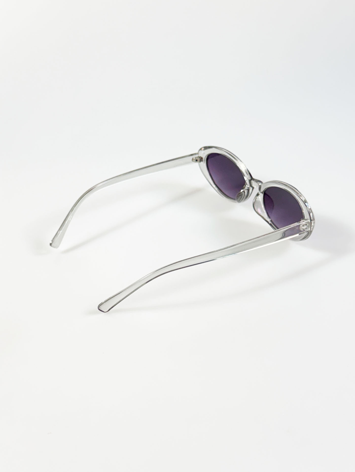 Clear Crystal Semi Cat-Eye Oval Frame Tint Sunglasses