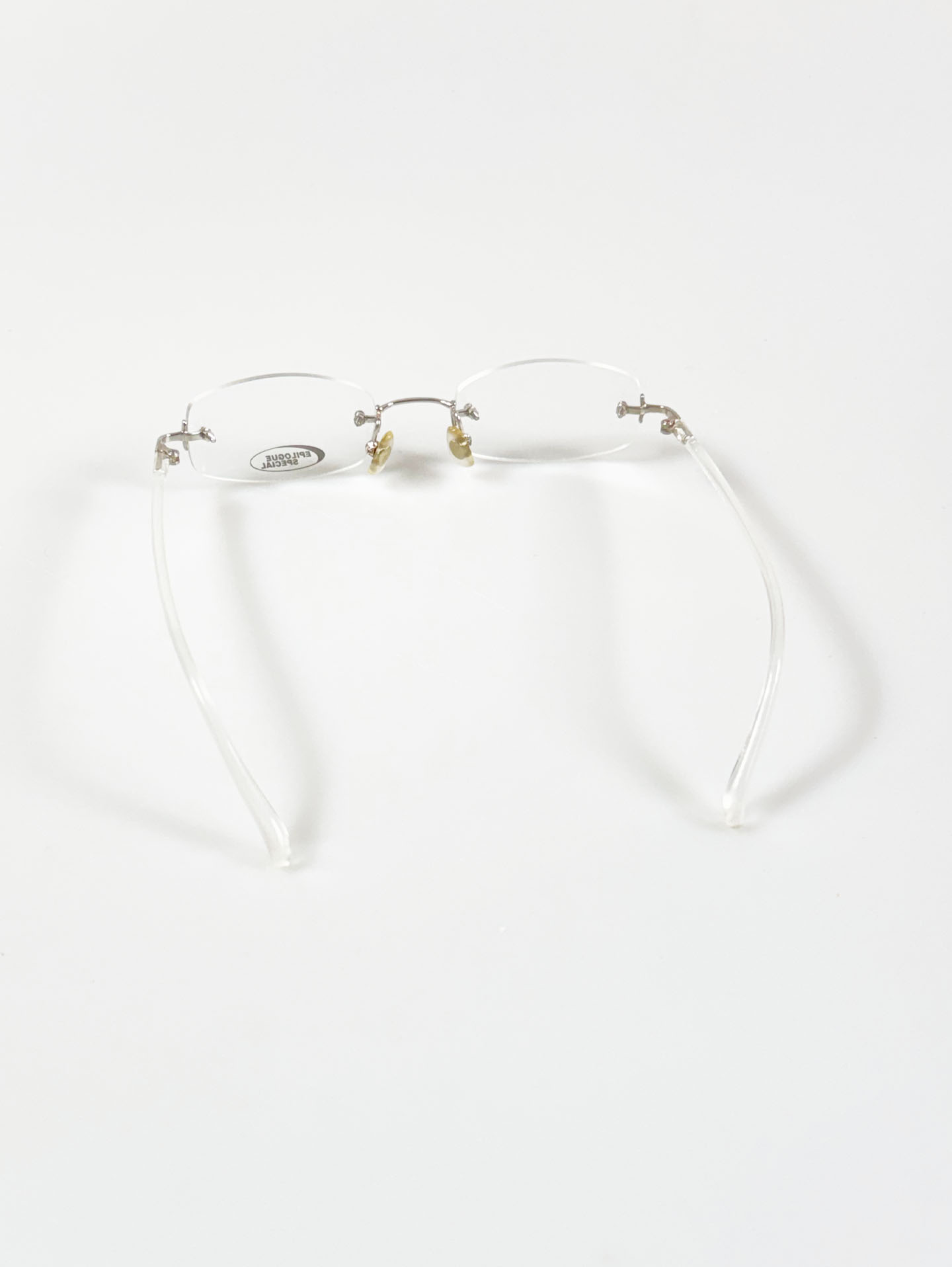 EPILOGUE Silver Rimless Square Metal Frame Glasses
