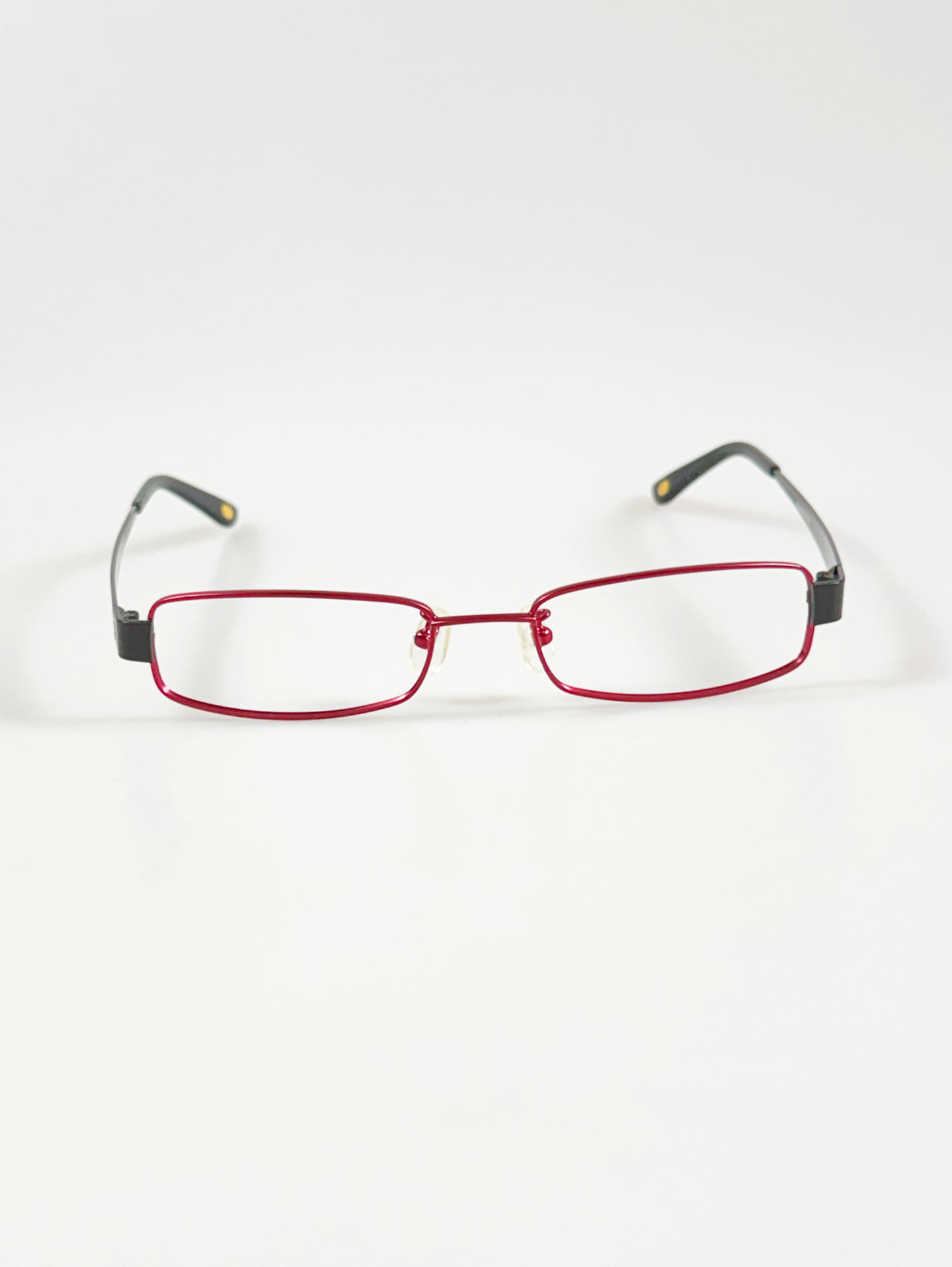 LUXURY Occhiali Red & Black Slim Square Metal Glasses