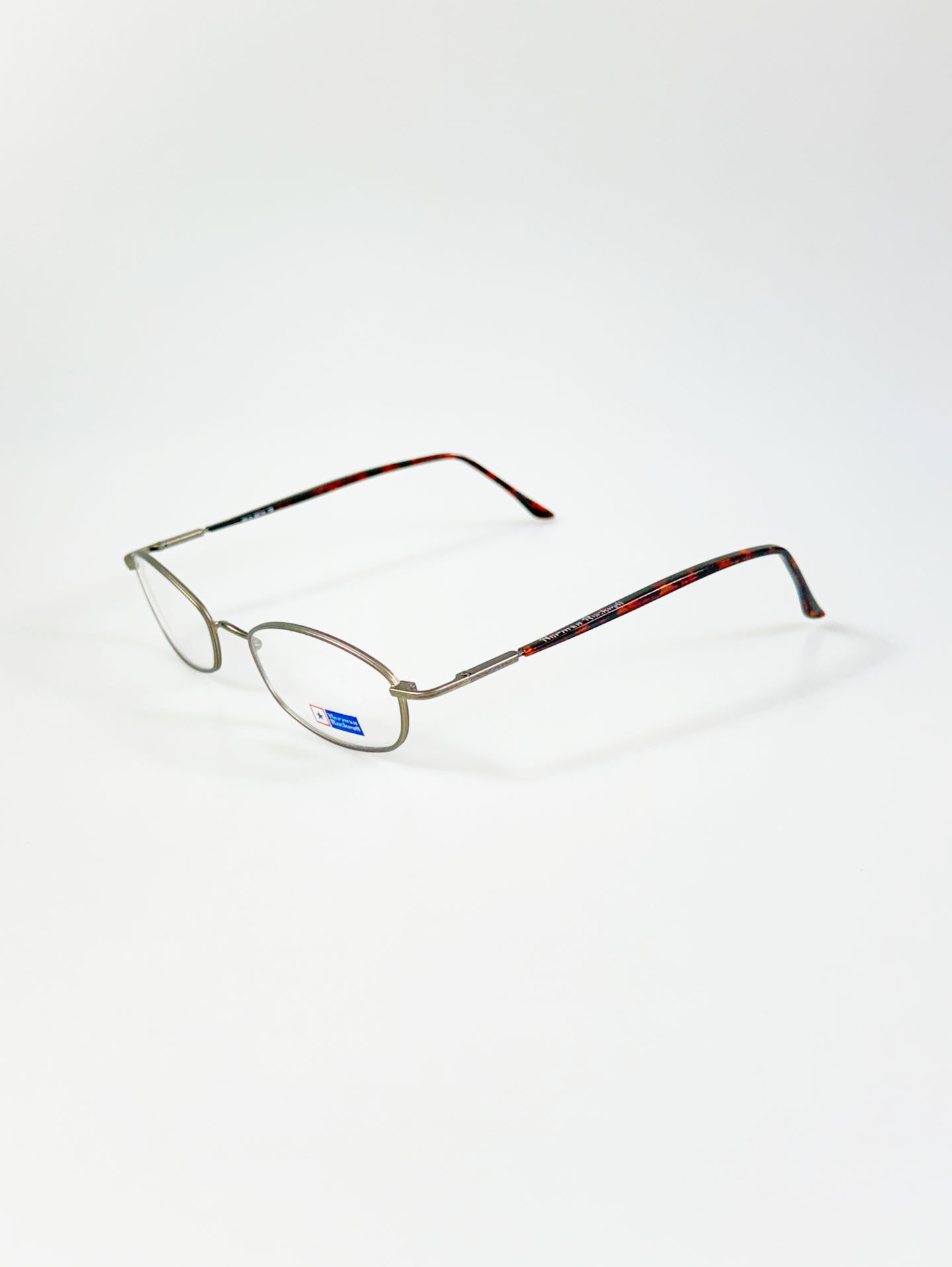 90’s Norman Rockwell Dark Silver Slim Oval Metal Glasses