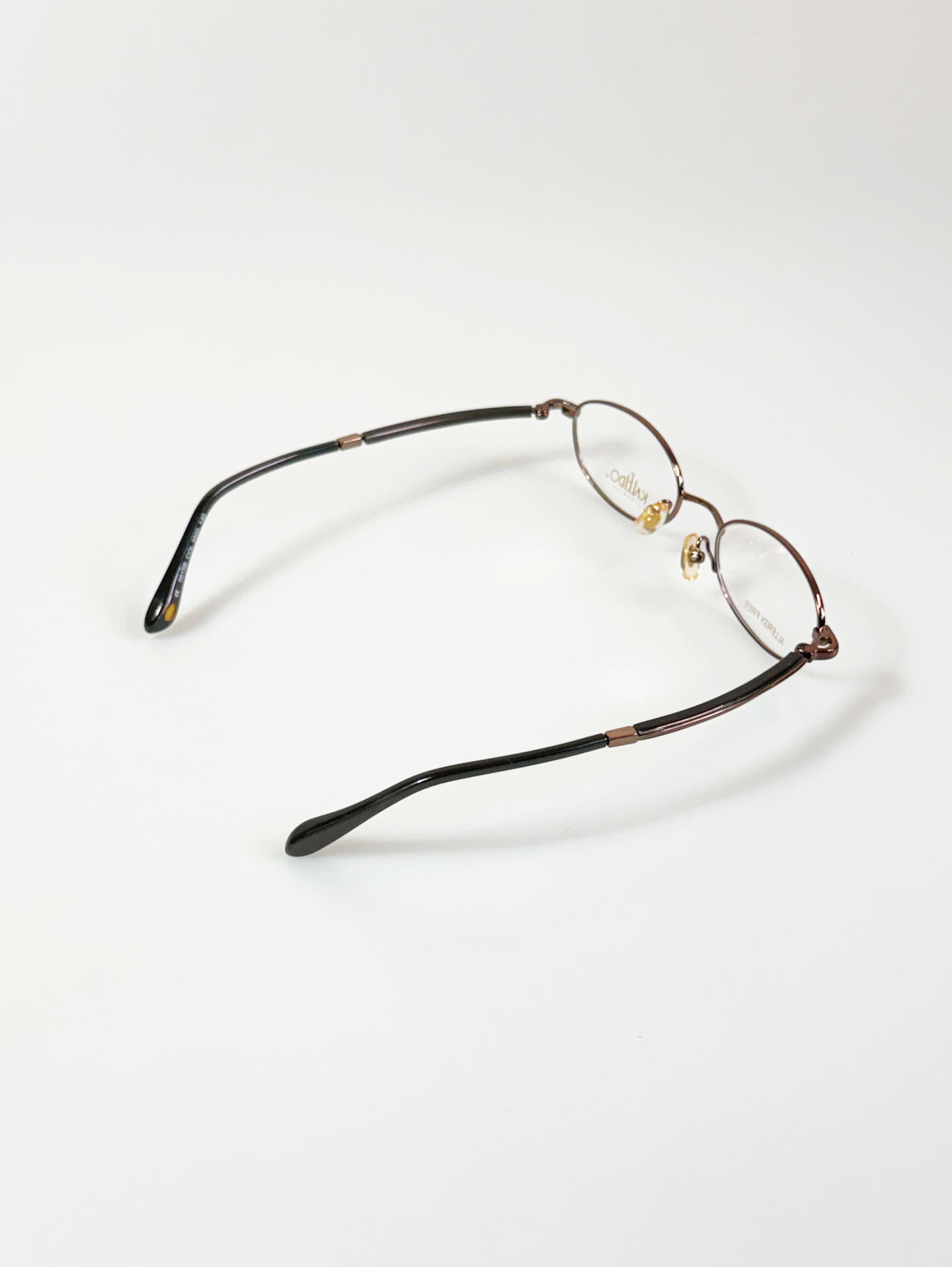 90's KALEIDO Slim Oval Brown Metal Frame Glasses