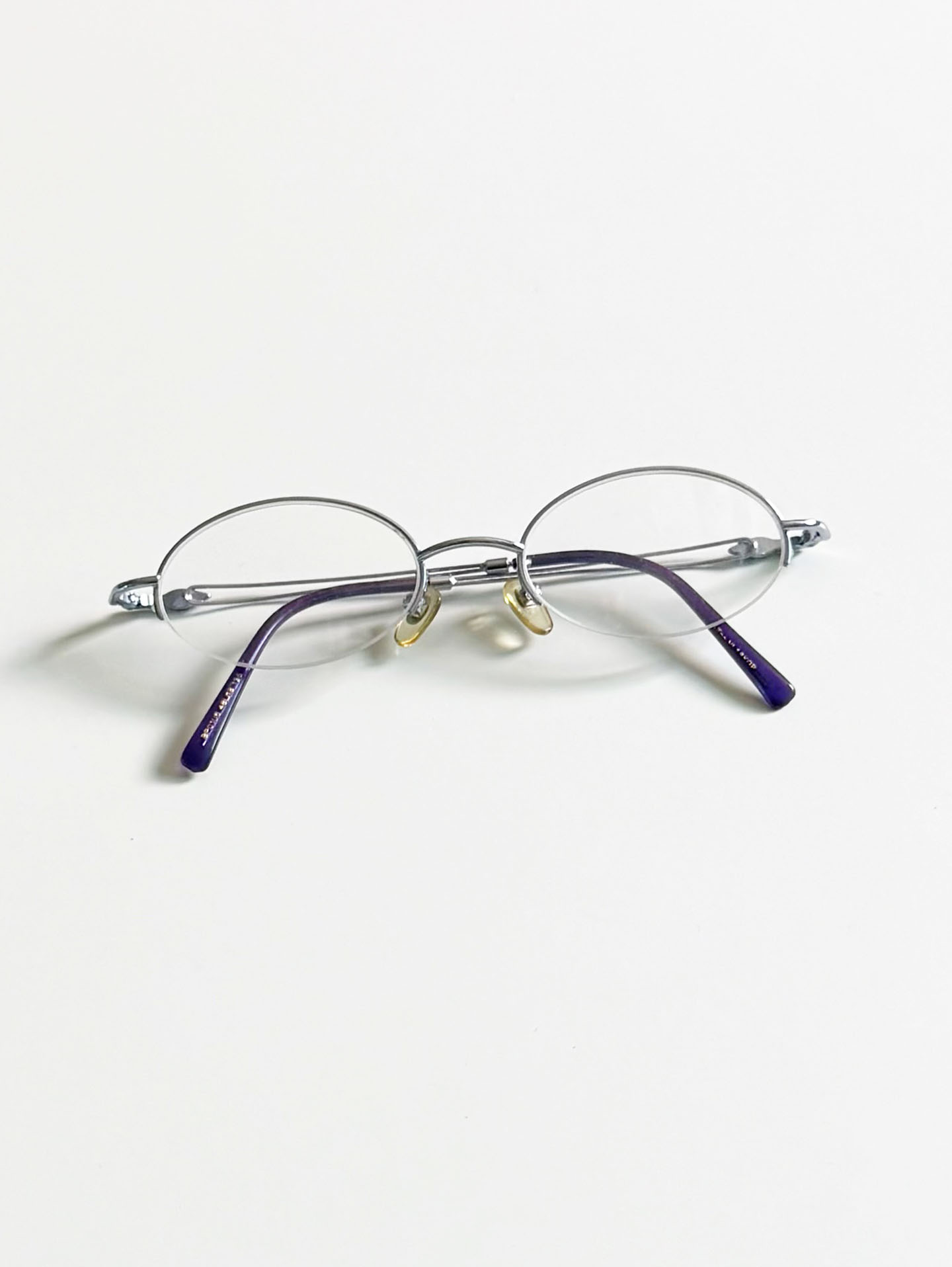 InToo Light Blue Oval Semi-Rimless Metal Frame Glasses