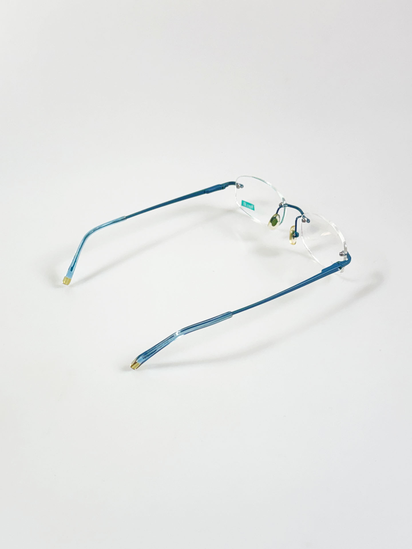 90's FUTIS Blue Rimless Square Metal Glasses