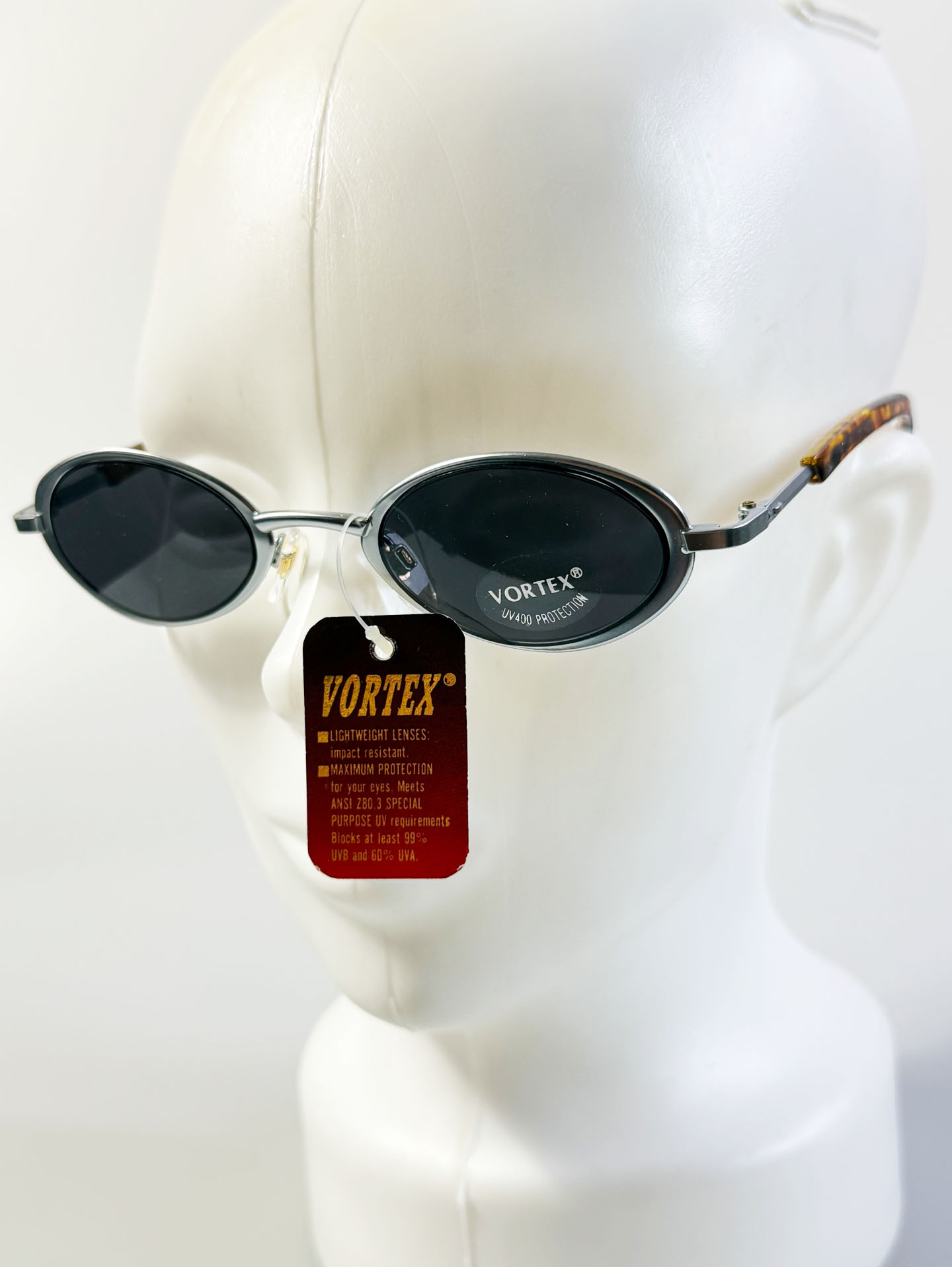 90's VORTEX Silver Slim Oval Metal Sunglasses