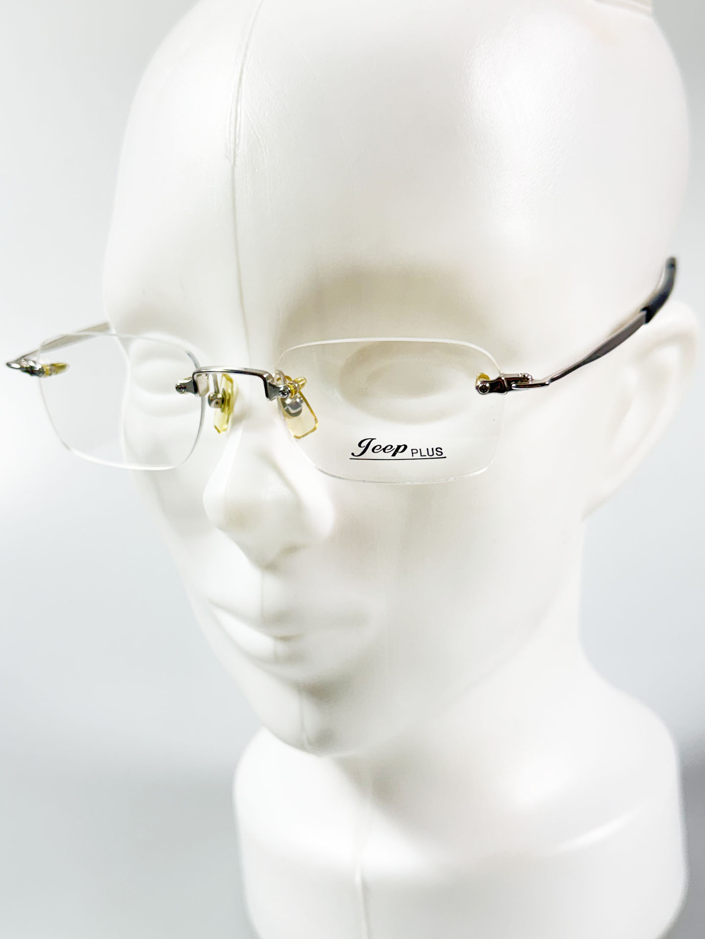 JEEP Silver Rimless Square Metal Frame Glasses