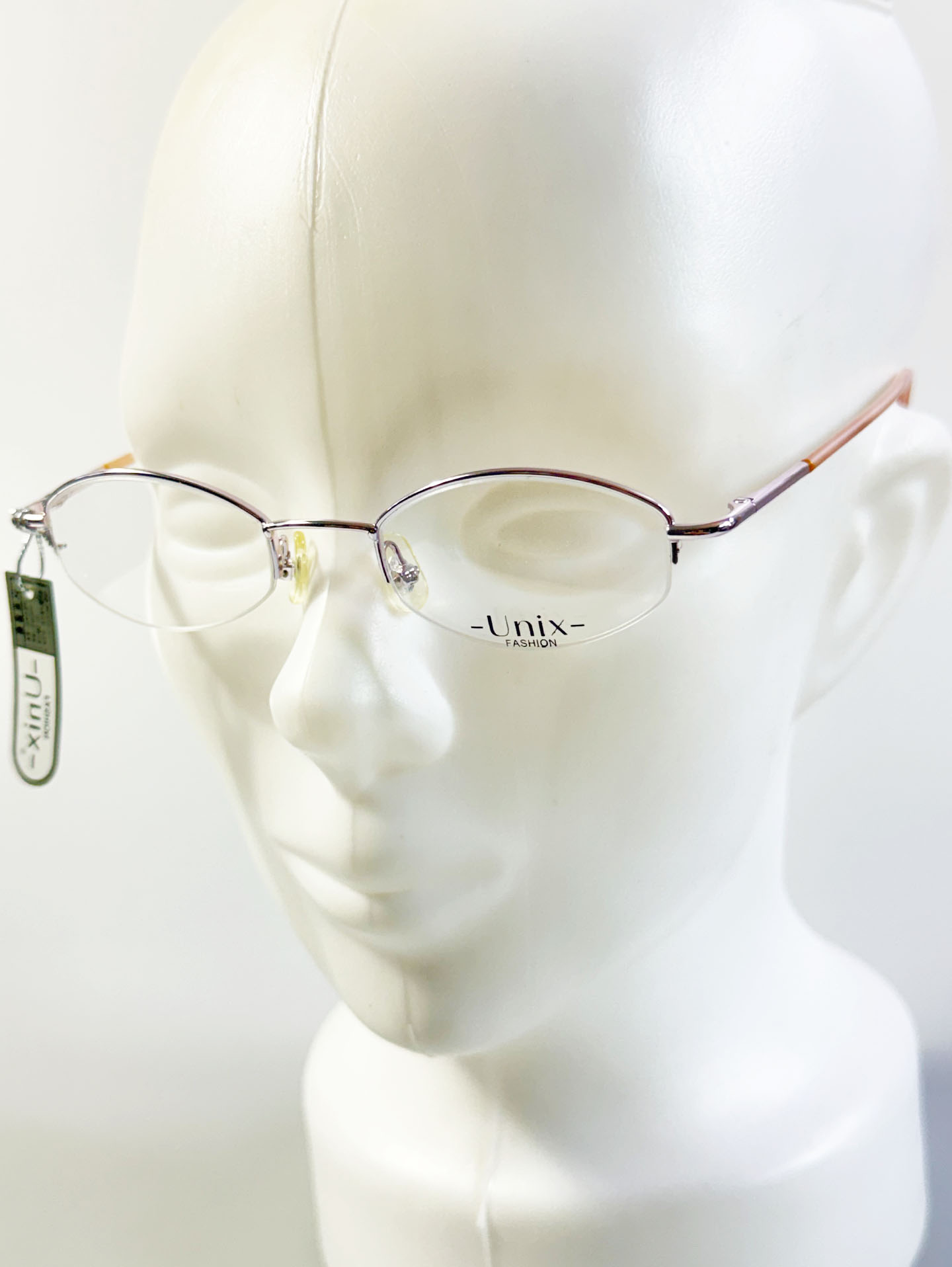 UNIX Light Pink Half-Rim Oval Metal Glasses