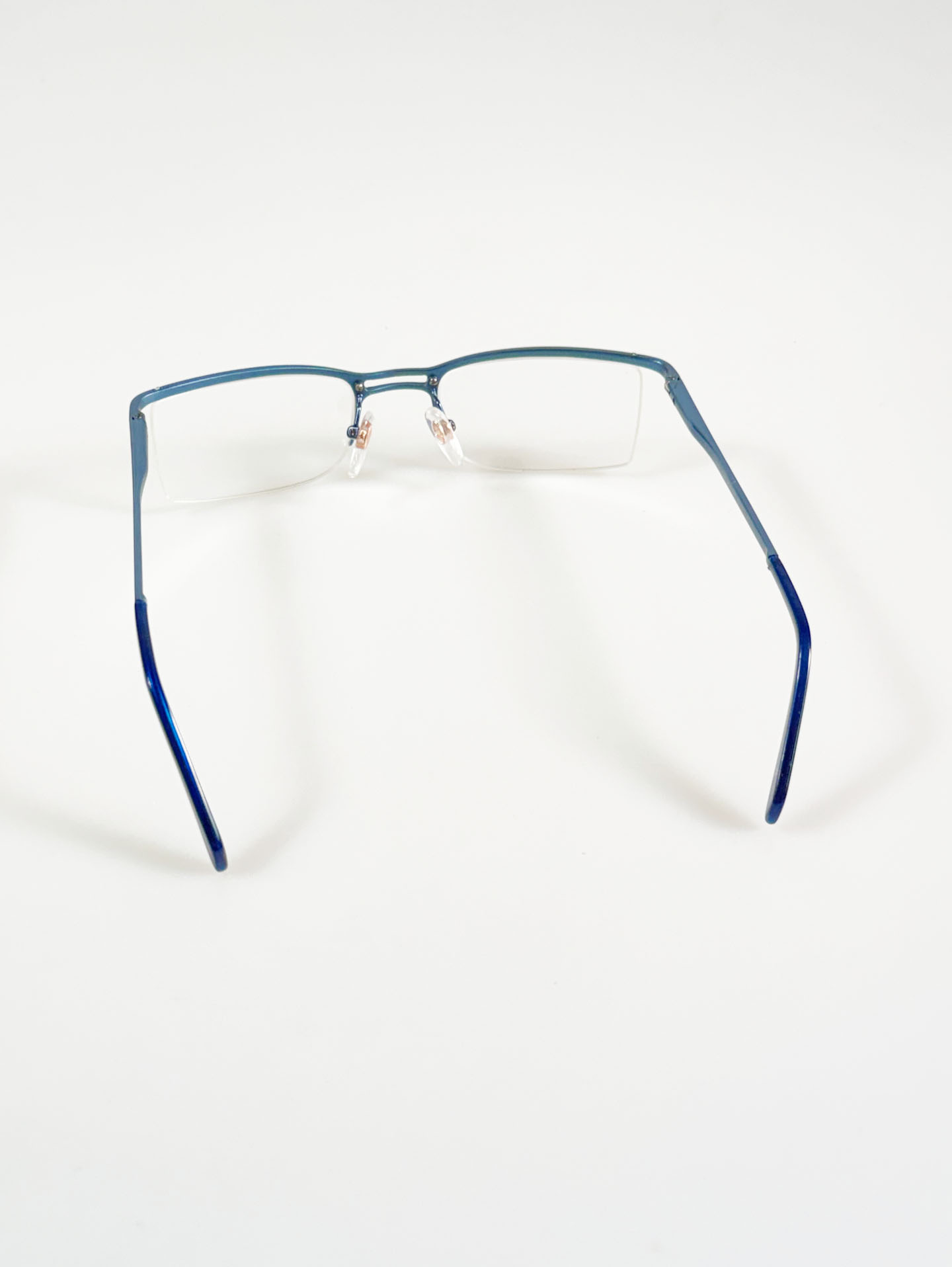 FRANCESCO SMALTO Blue Semi-Rimless Square Metal Glasses