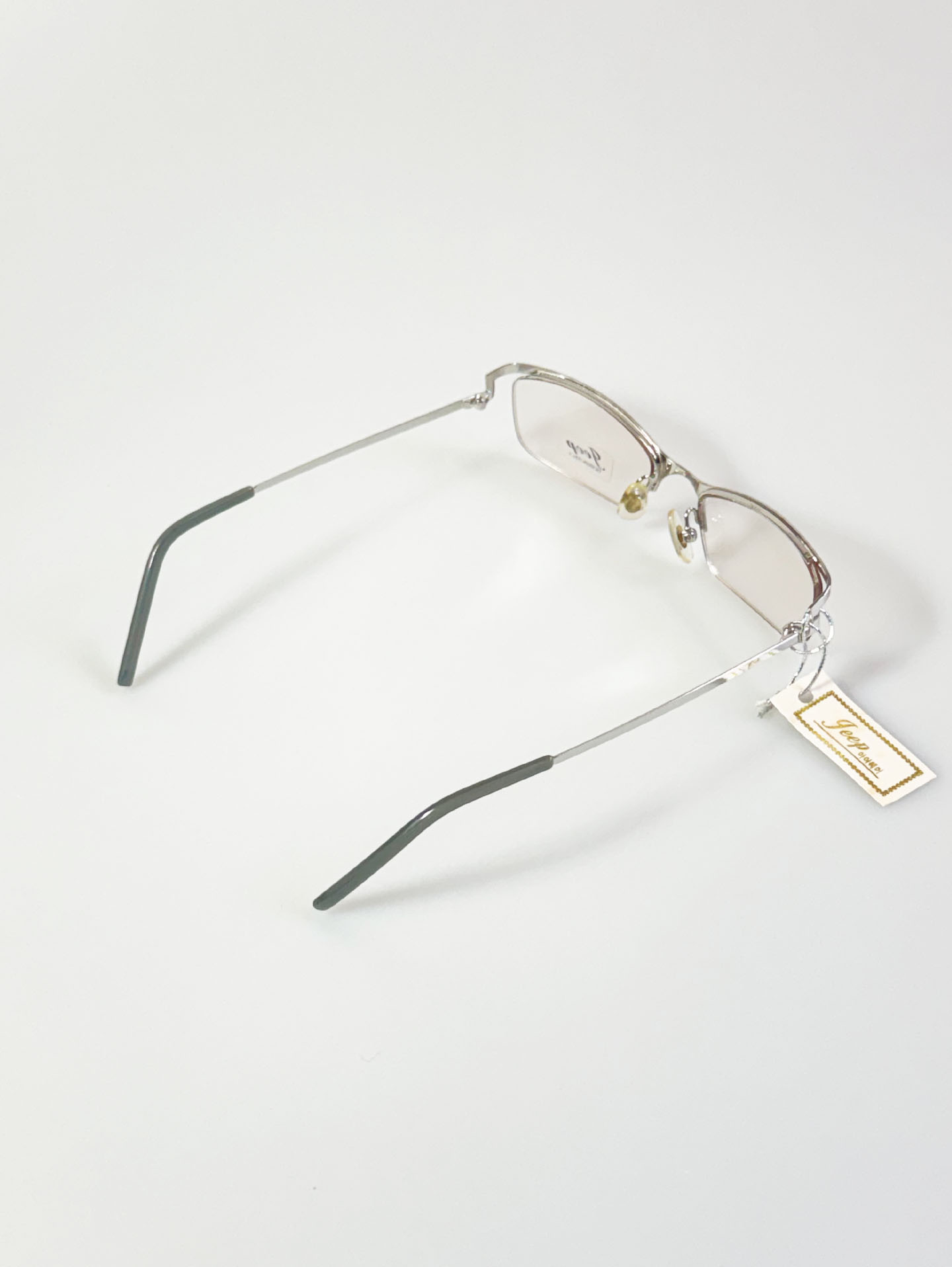 JEEP Silver Slim Square Semi-Rimless Metal Glasses