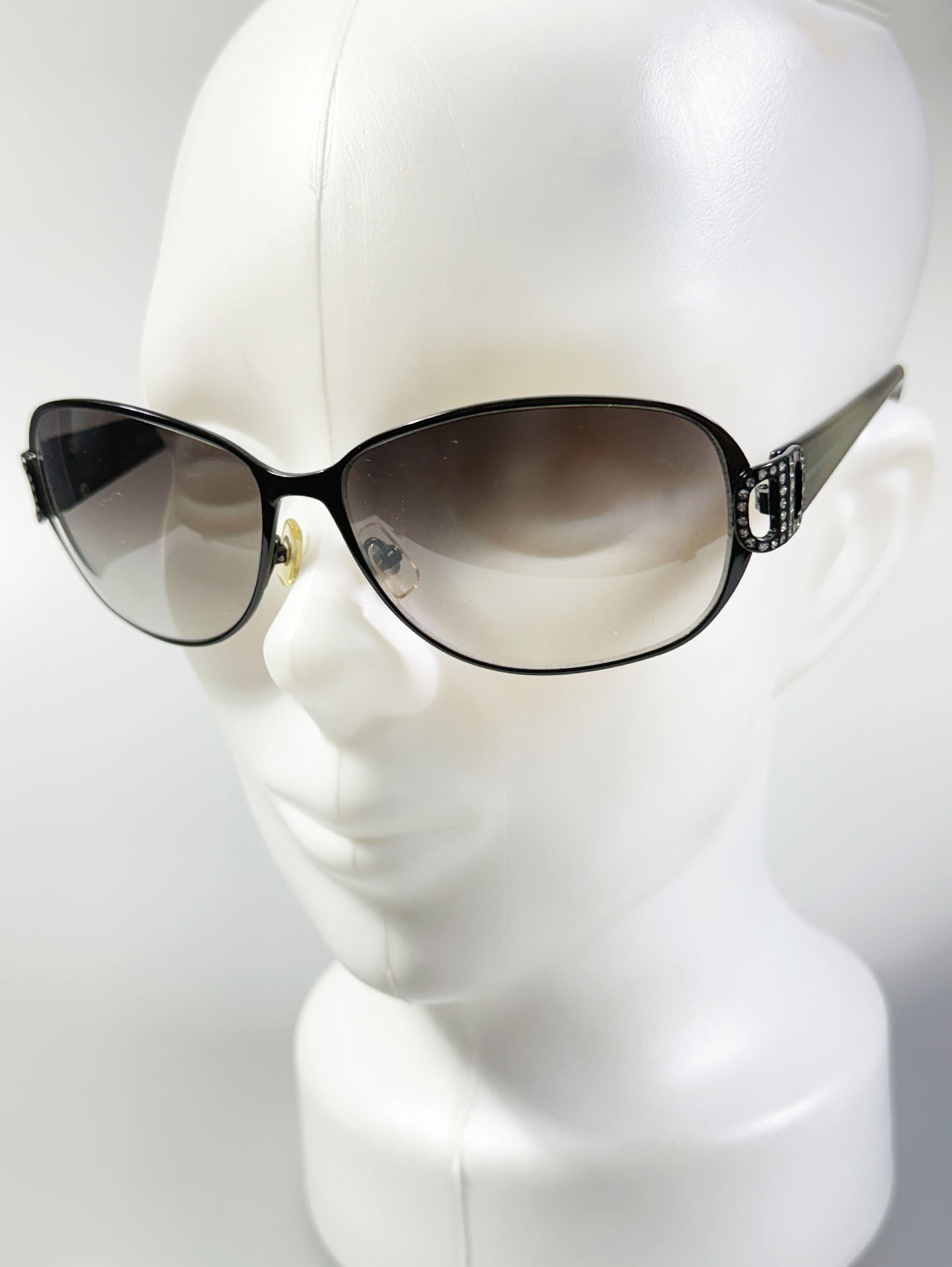MICHIKO LONDON Black Oversized Butterfly Metal Frame Sunglasses