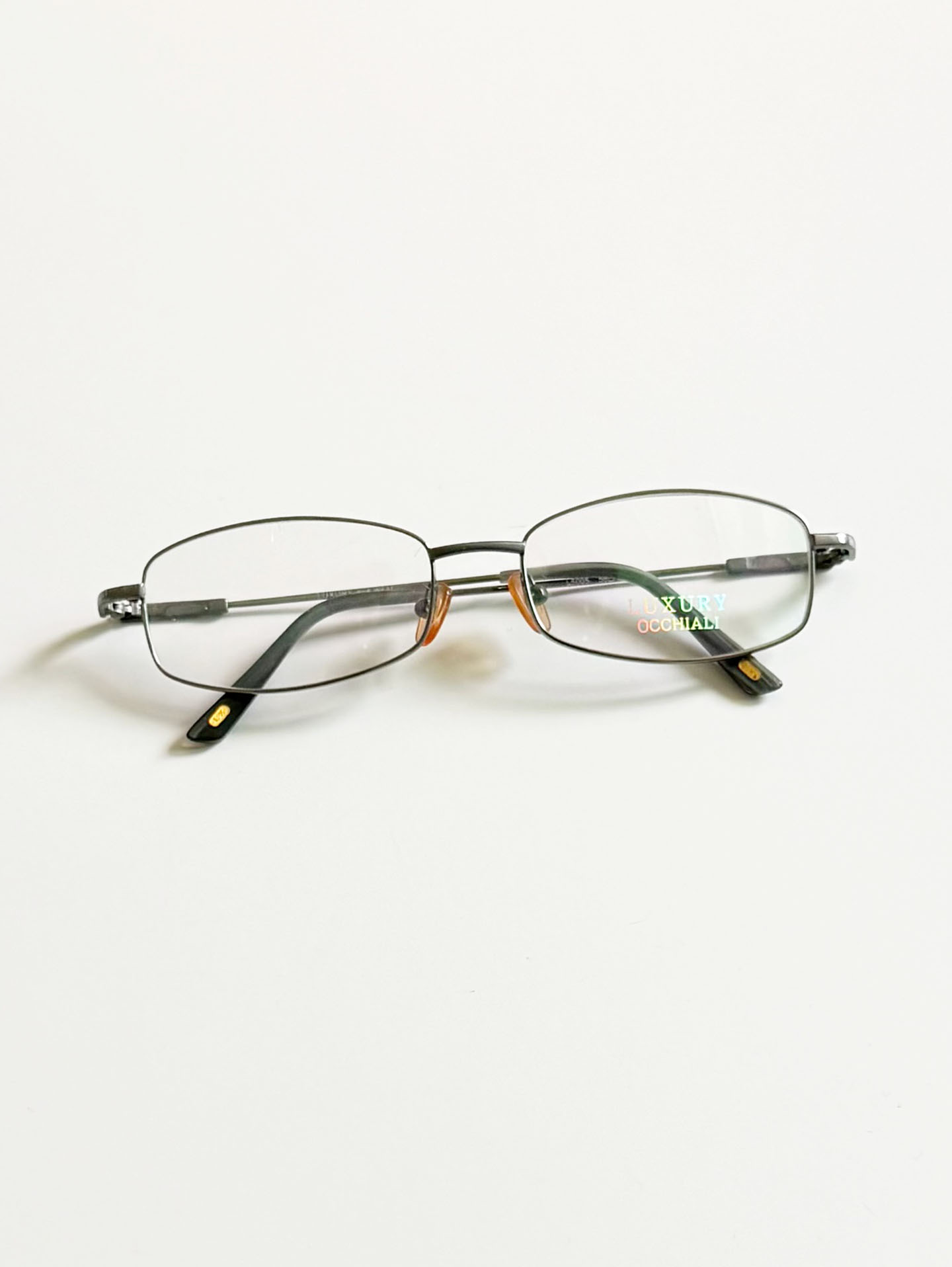LUXURY OCCHIALI Dark Silver Slim Square Metal Glasses
