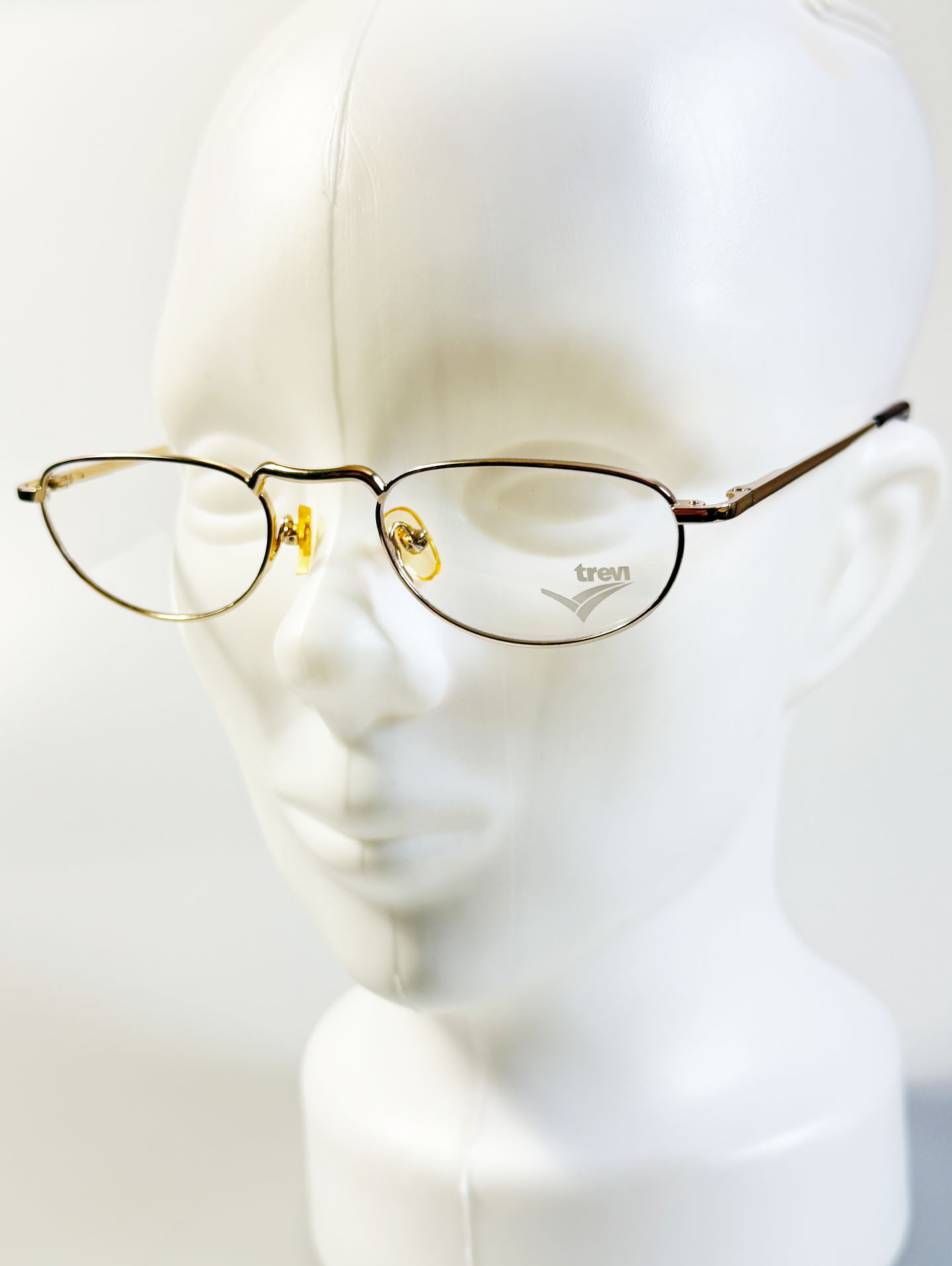 90's TREVI Gold Slim Oval Metal Frame Glasses