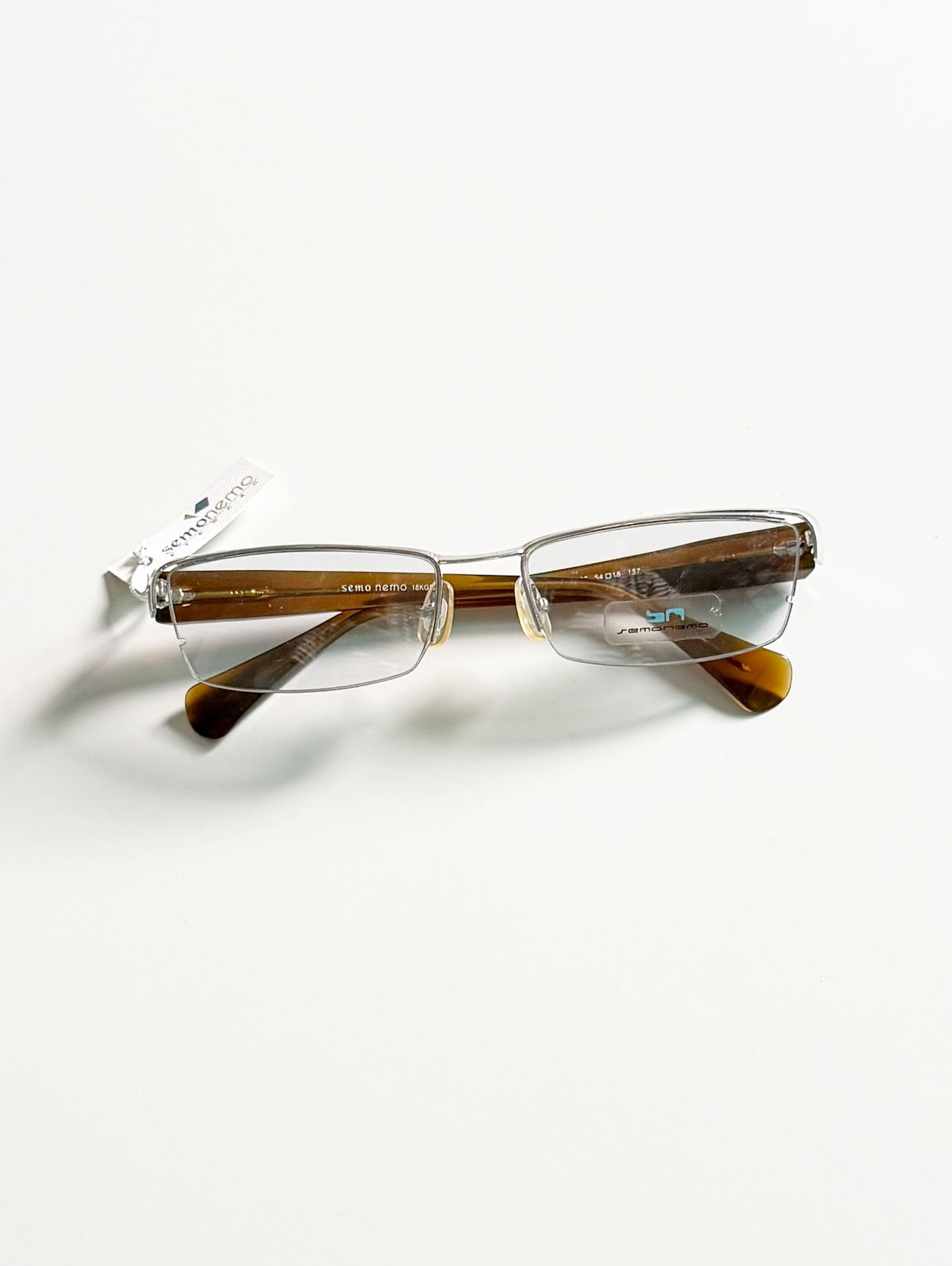 SEMONEMO Silver Half-Rim Square Metal Frame Glasses