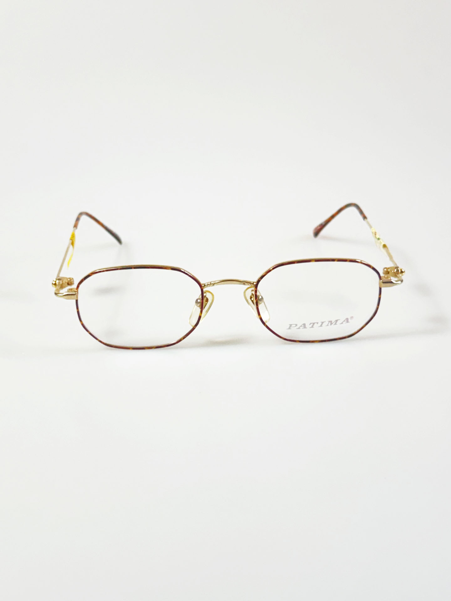 PATIMA Gold&Leopard Slim Hexagon Metal Frame Glasses