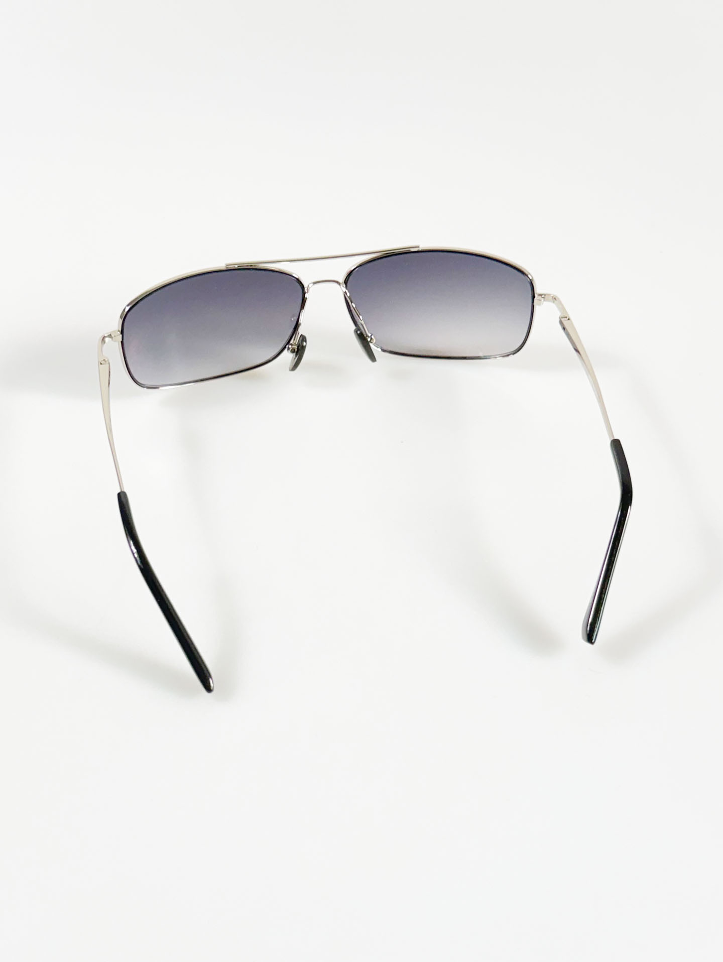 Silver Double Bridge Slim Square Sunglasses