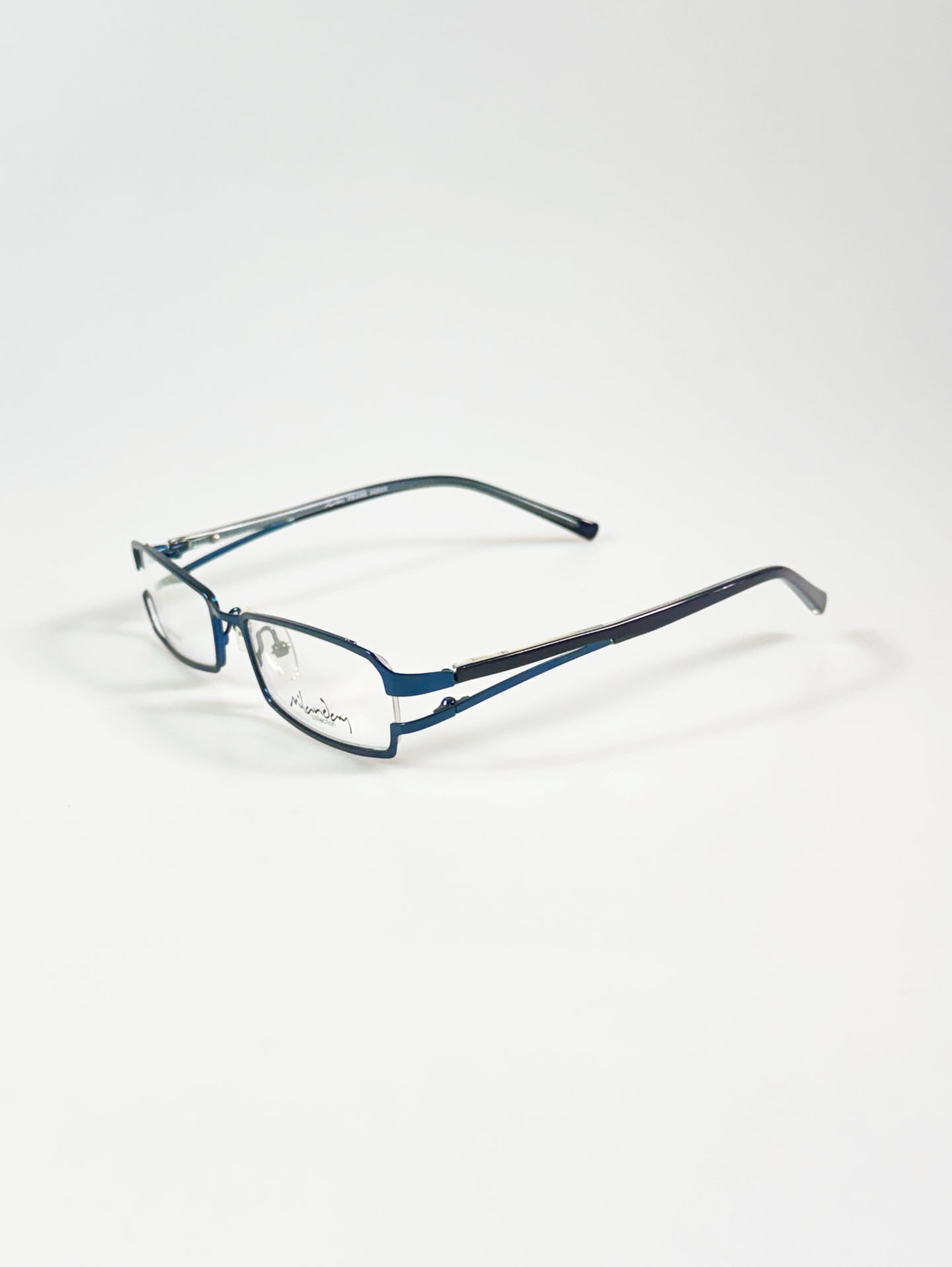 Milanday Collection Blue Slim Square Metal Frame Glasses
