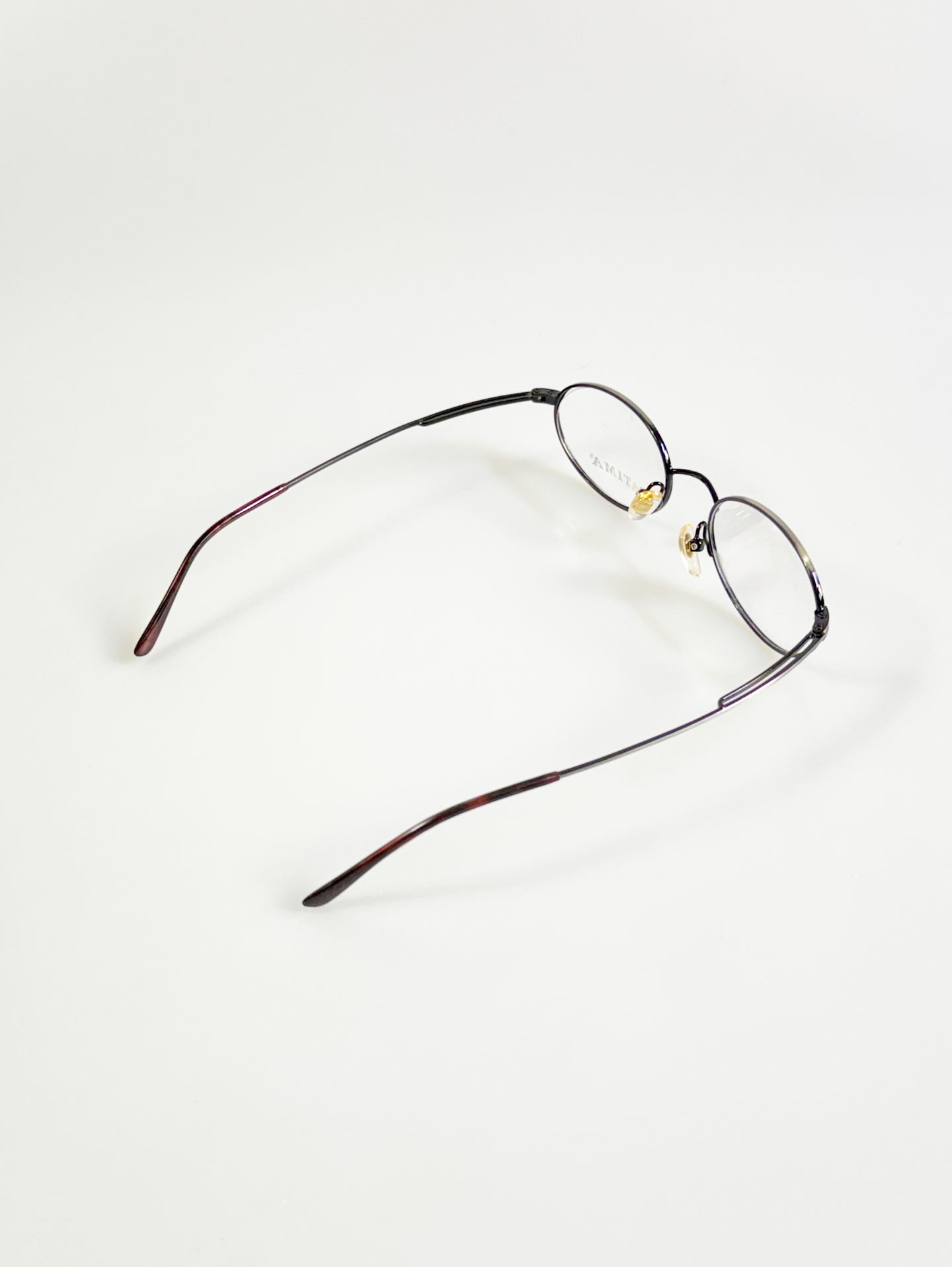 90’s PATIMA Slim Oval Silver-Black Metal Frame Glasses