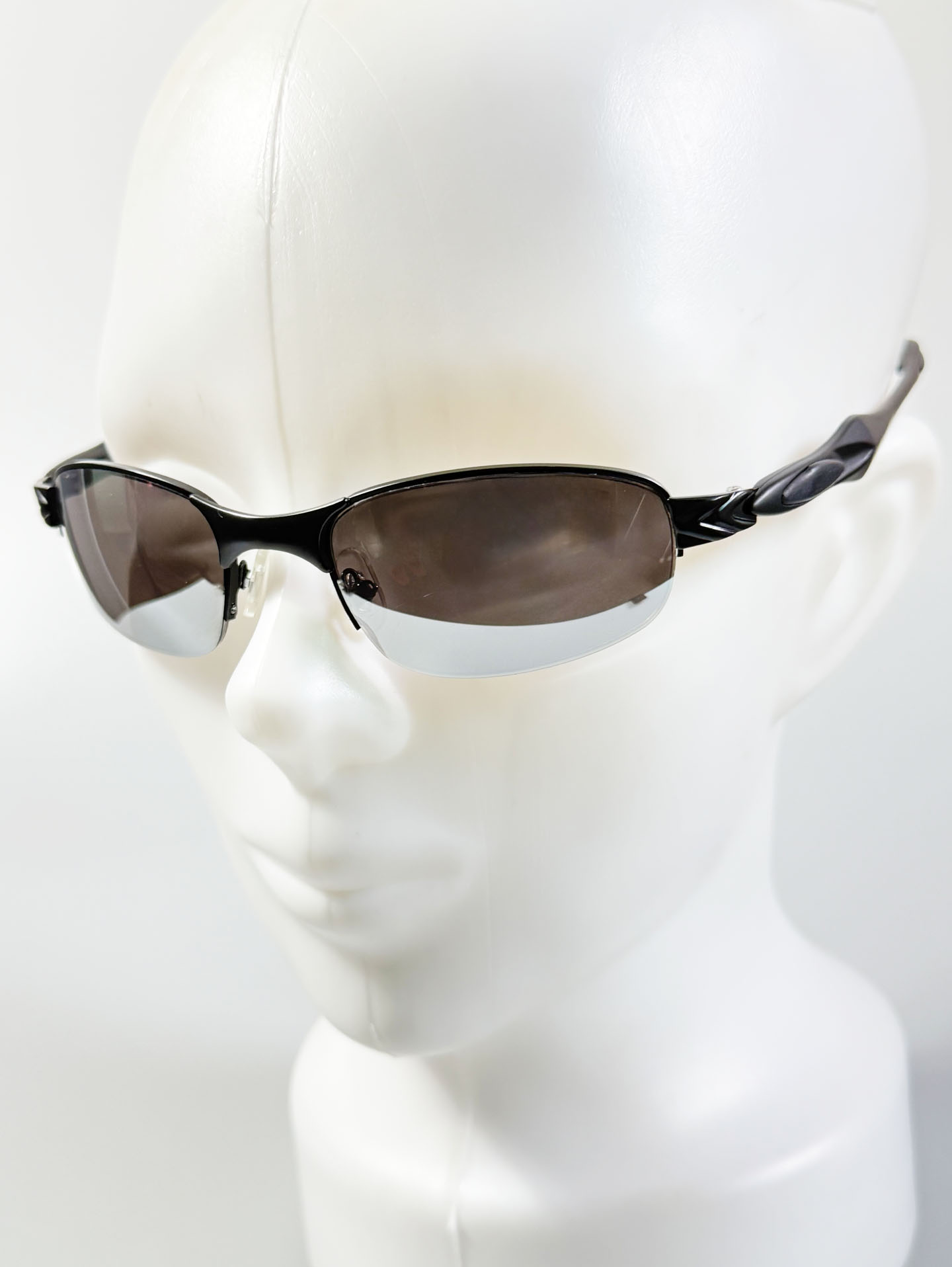 Black Semi-Rimless Square Metal Mirrored Sunglasses