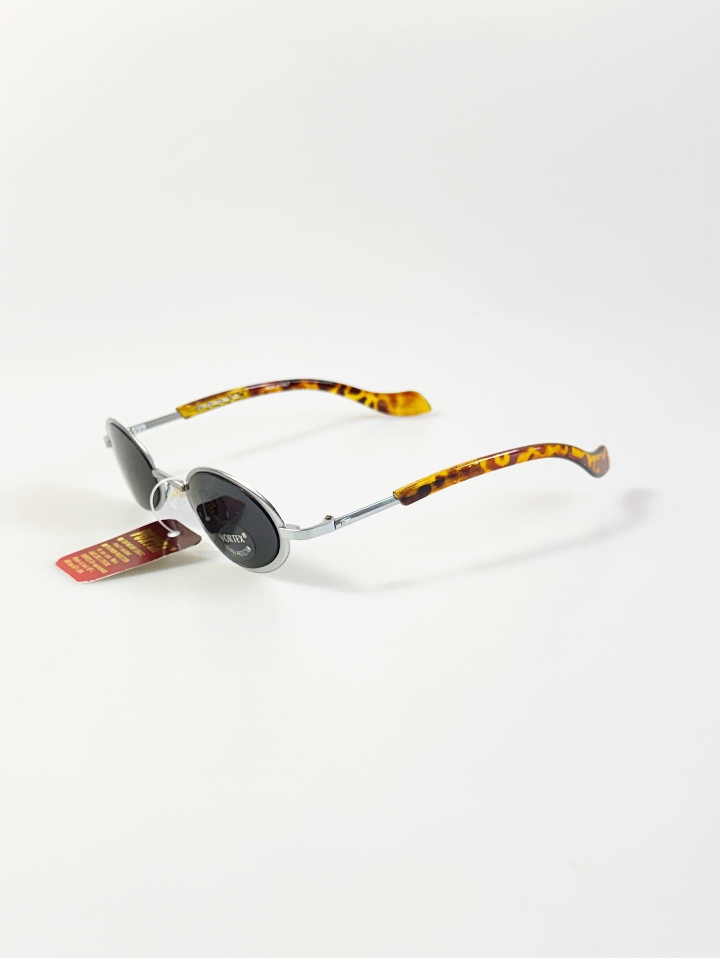 90's VORTEX Silver Slim Oval Metal Sunglasses