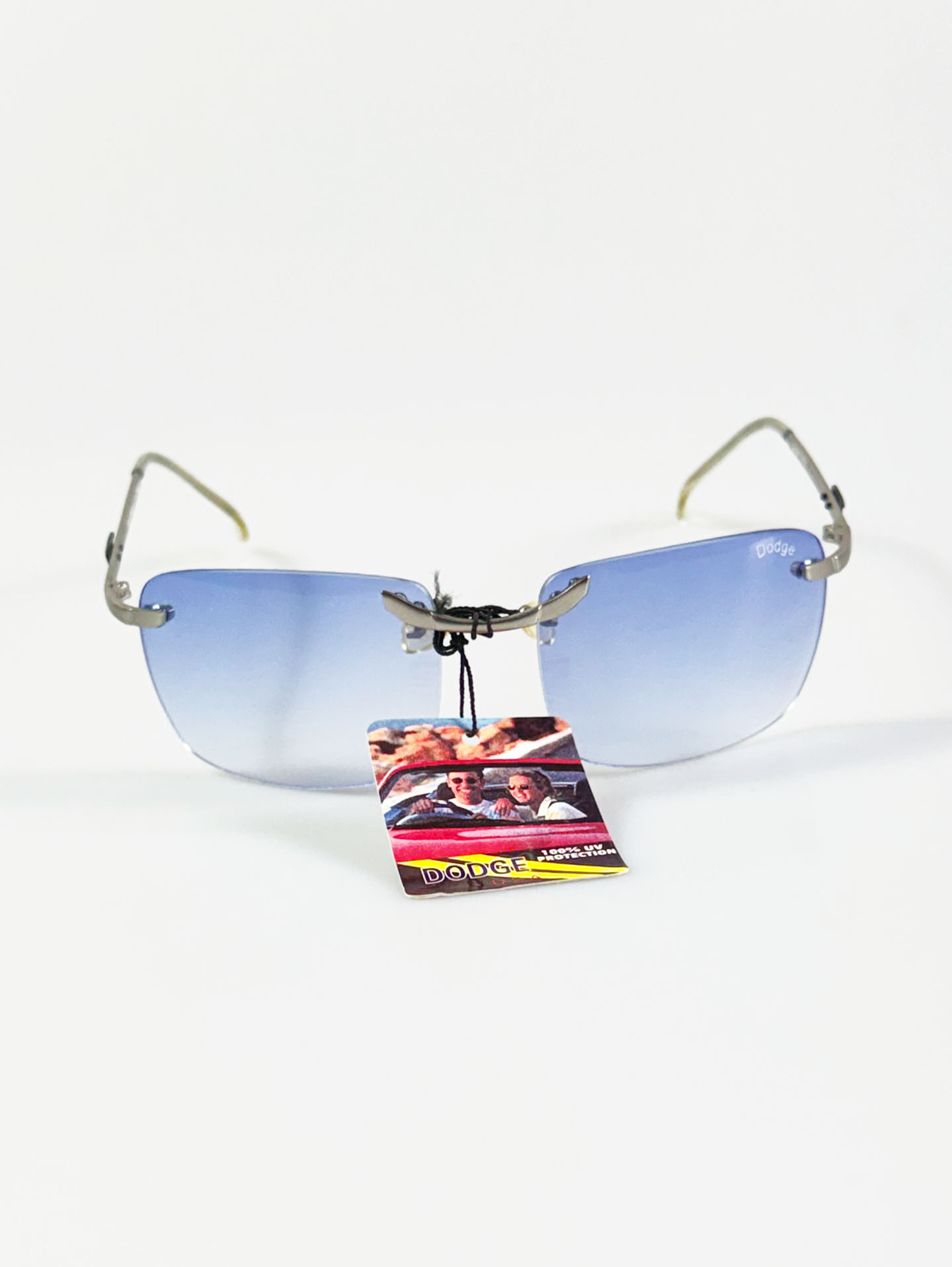 90's DODGE Rimless Shield Square Metal Tint Sunglasses