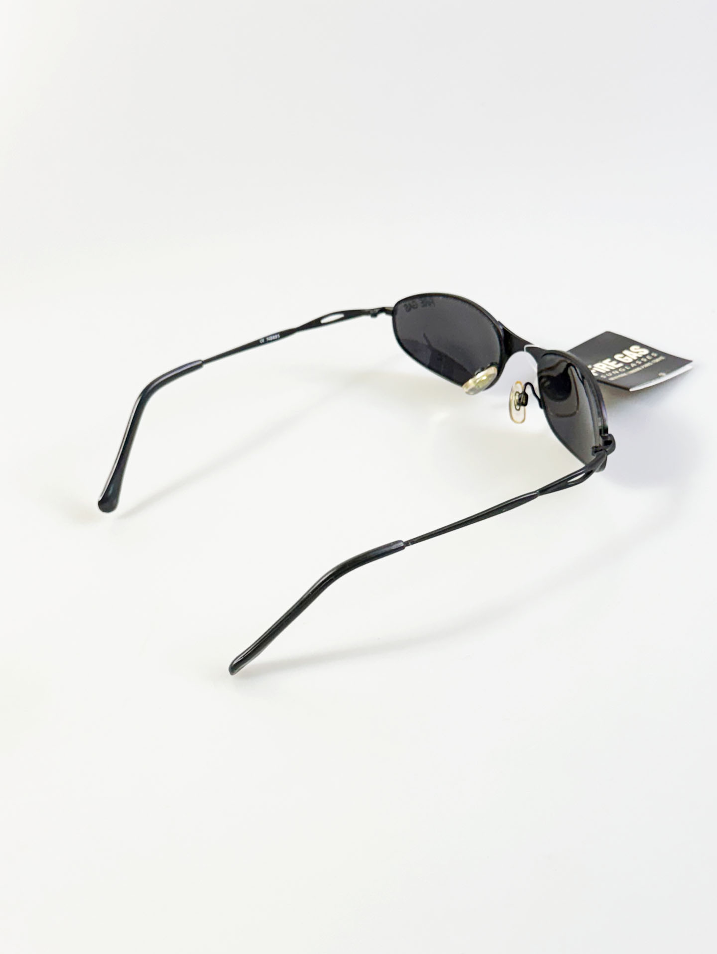 90's FIRE GAS Matte Black Slim Oval Metal Sunglasses