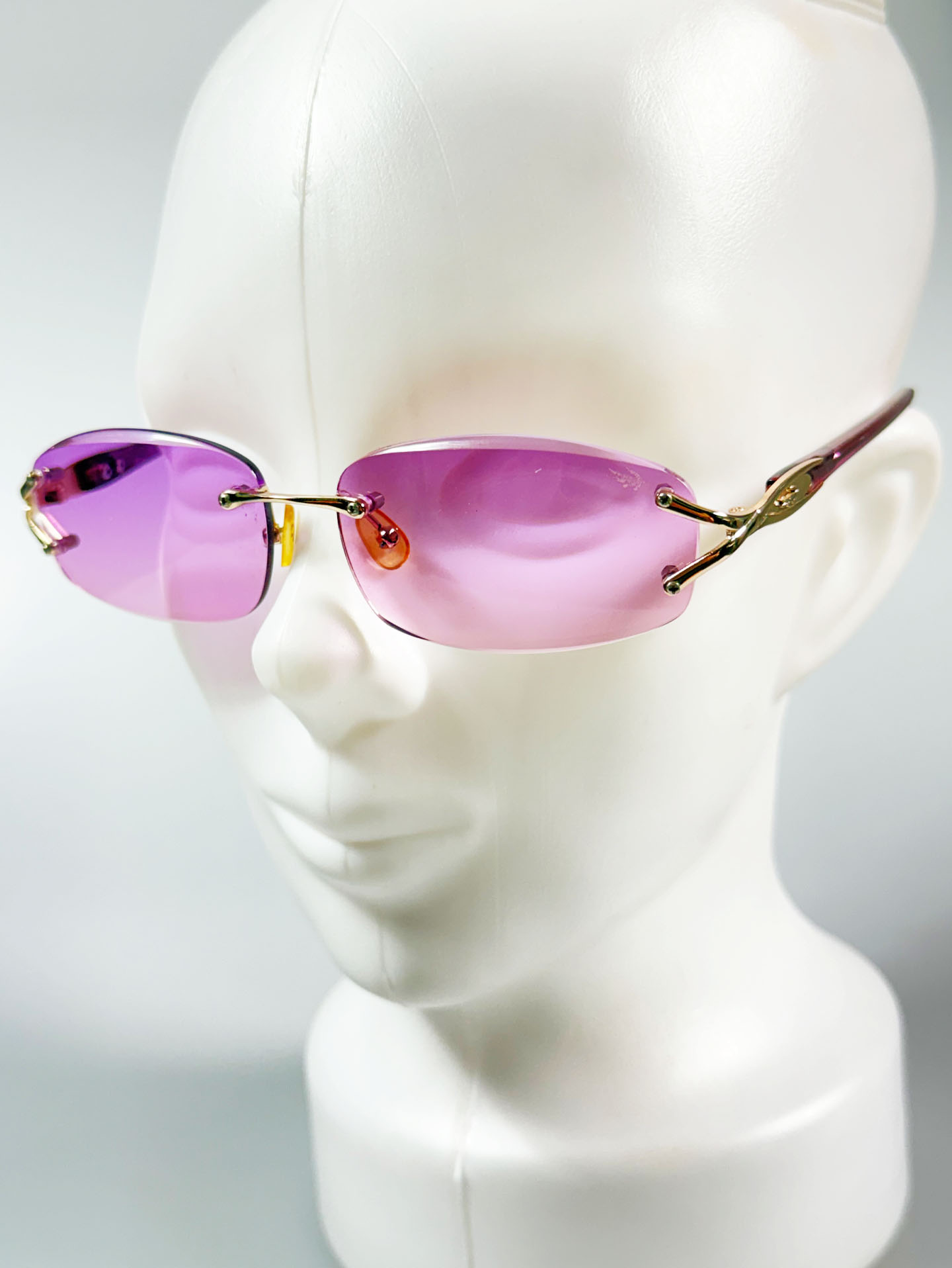 90's CROCOKIDS Purple Rimless Square Metal Tint Sunglasses
